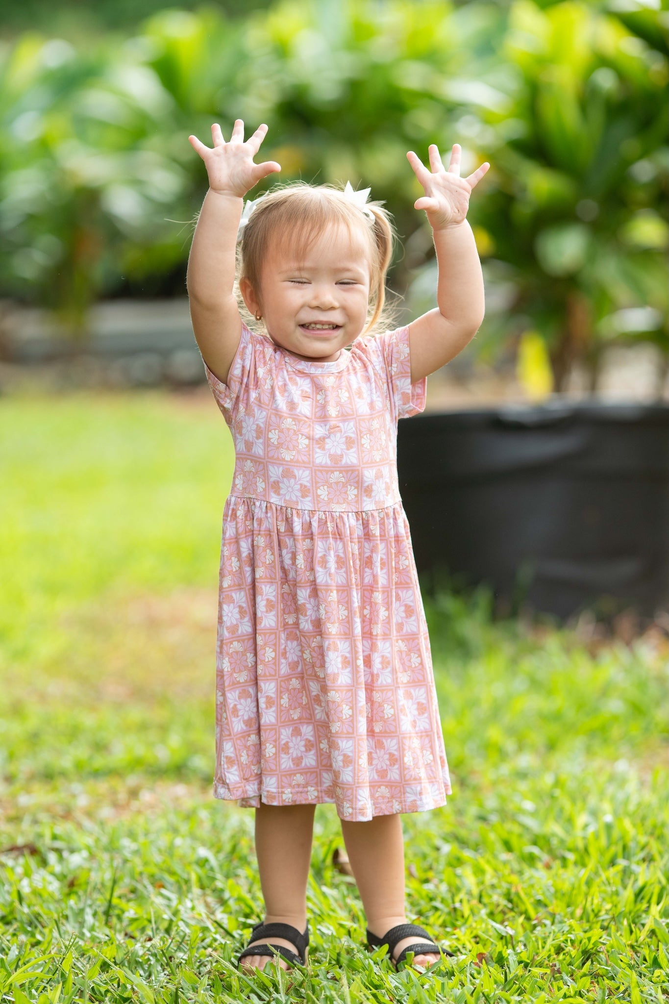 Pink Kuiki Naupaka Bamboo Kaliko Dress