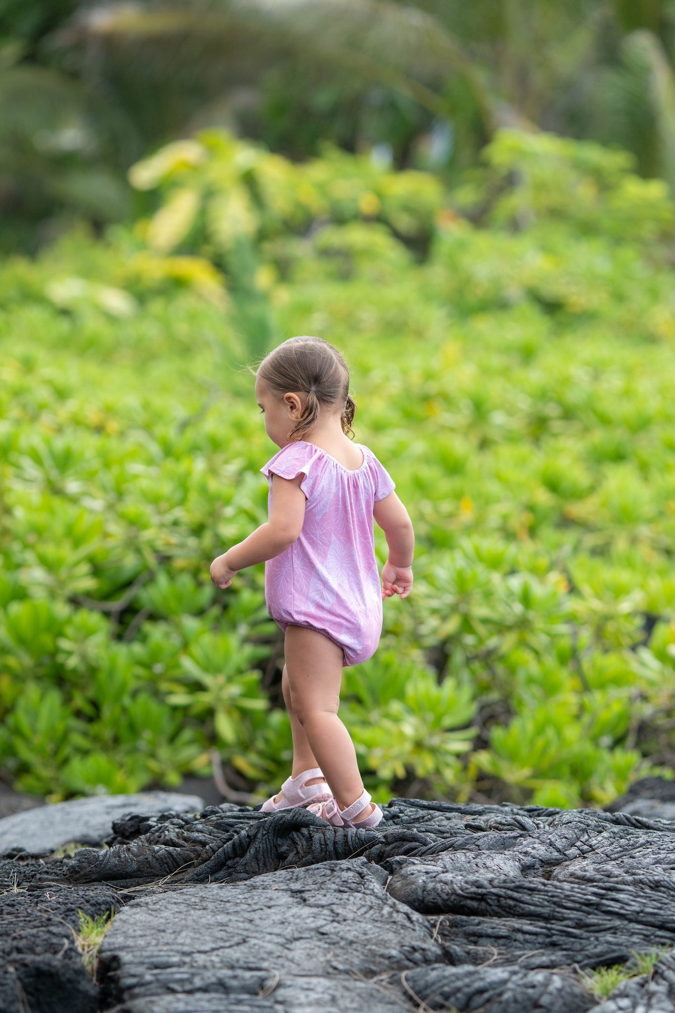 Pink Loʻi Kalo Bamboo Pua Flutter Bodysuit