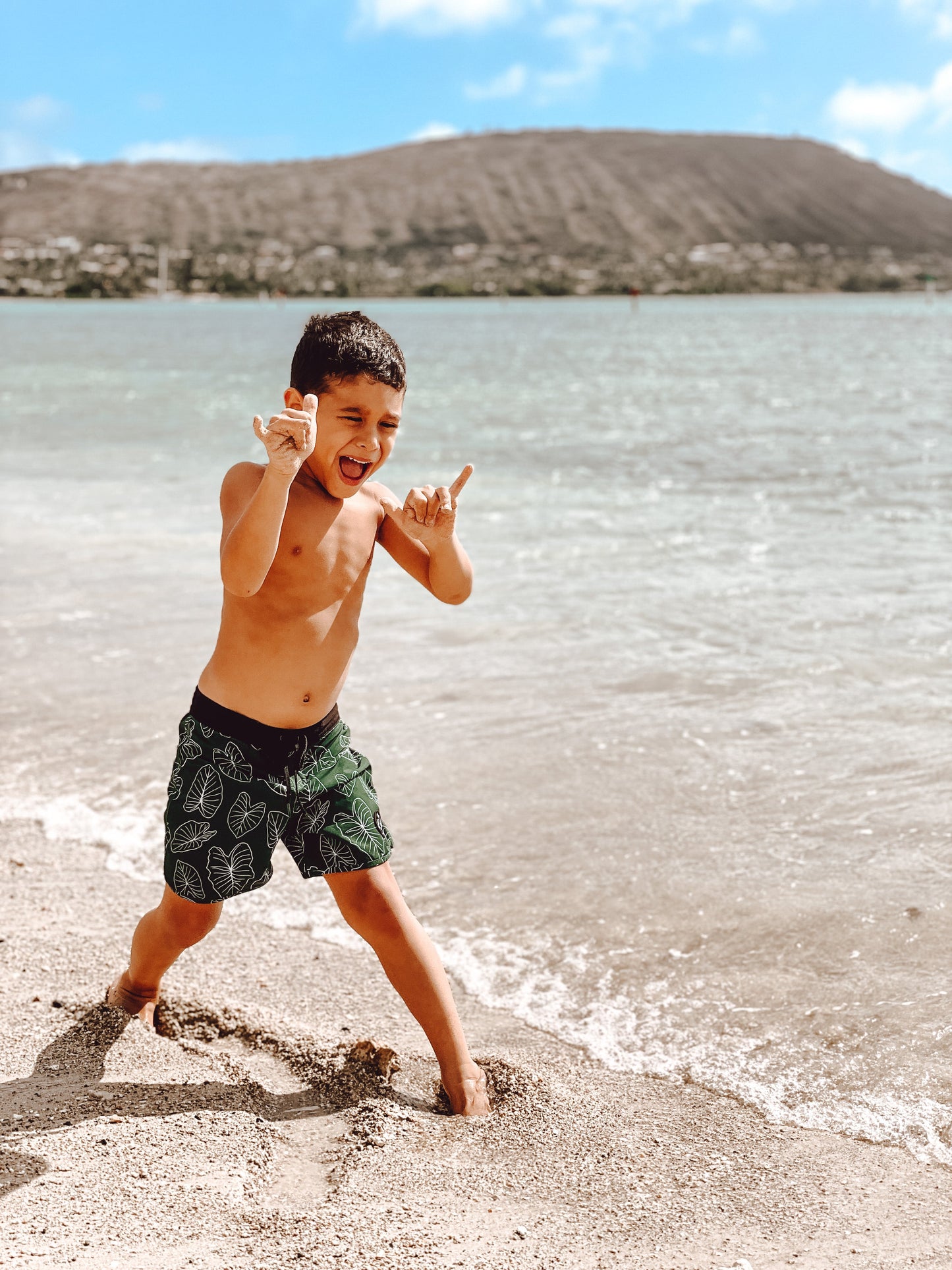 kalei signature green kalo boardshorts