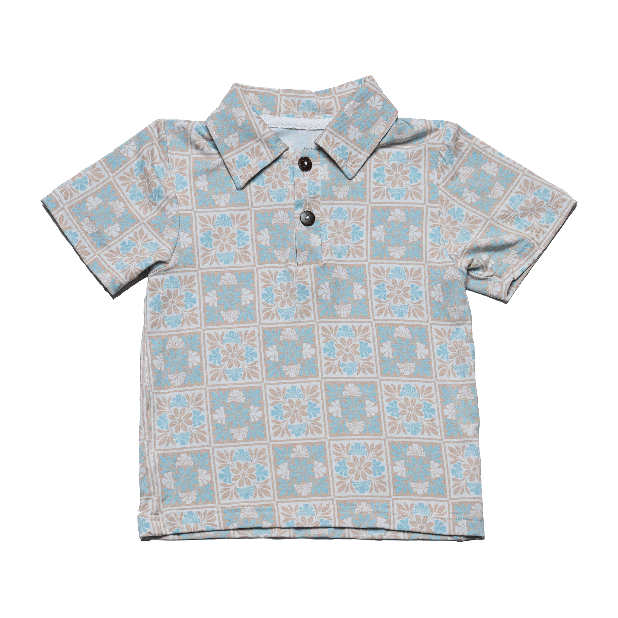 Blue Kuiki Naupaka Bamboo Kalei Athletic Polo
