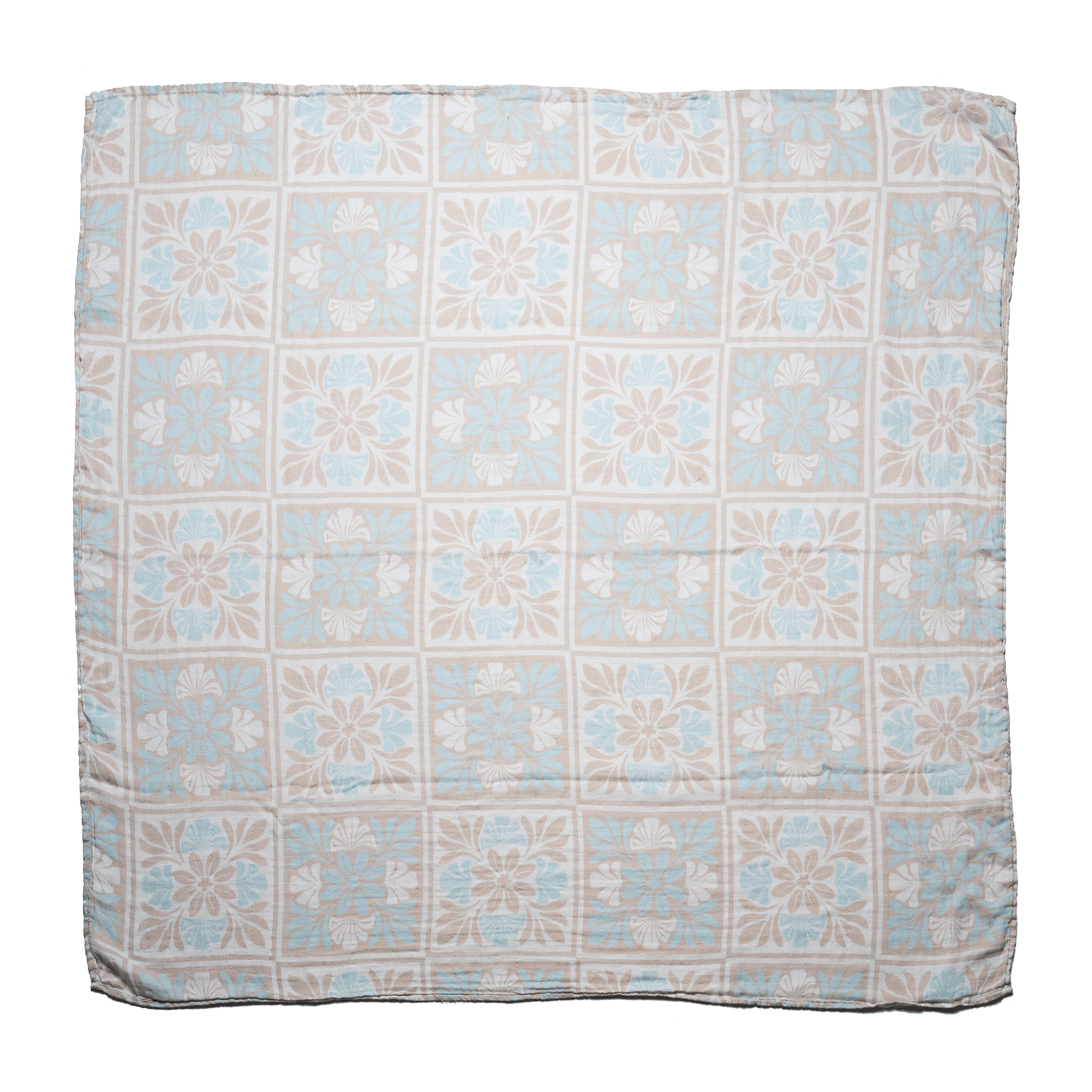Blue Kuiki Naupaka Bamboo Muslin Kapa Moe (Swaddle Blanket)