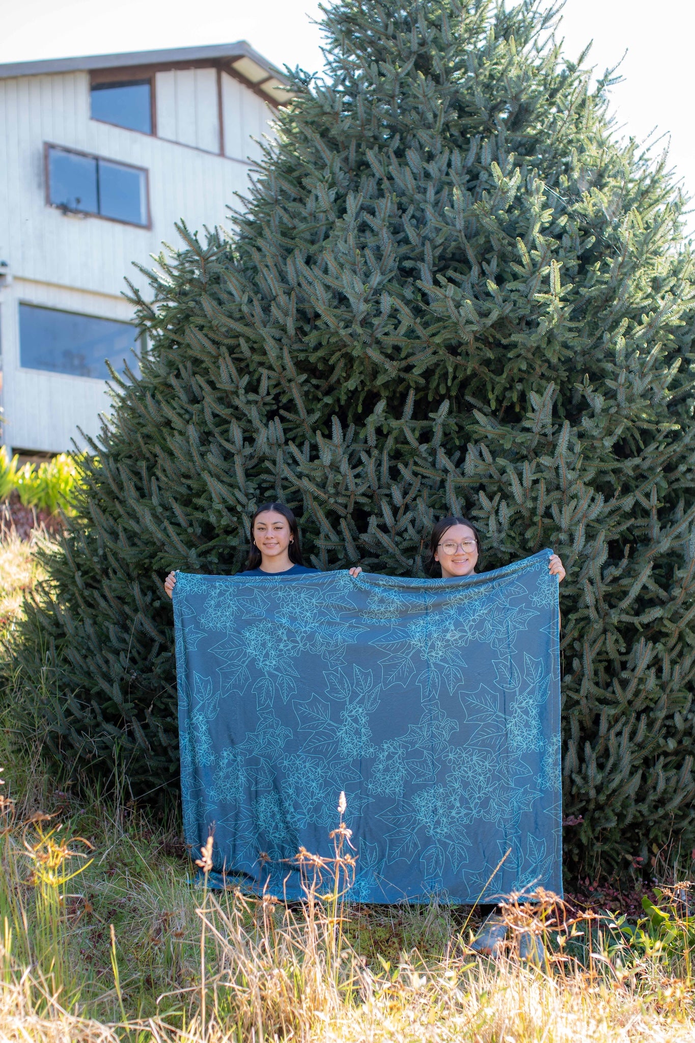 Blue Pua Kukui Minky Blanket