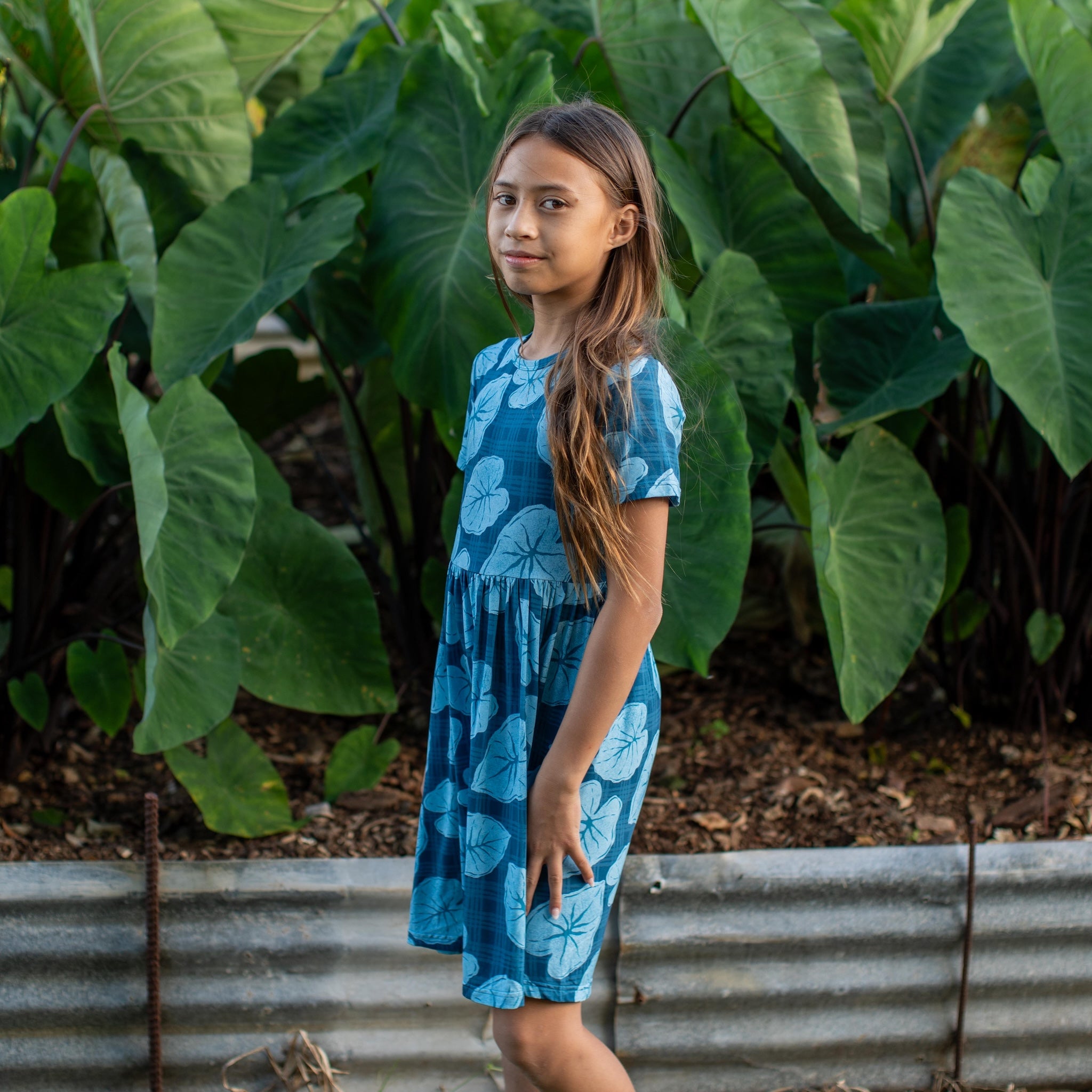 Blue Palaka Kalo Bamboo Kaliko Dress