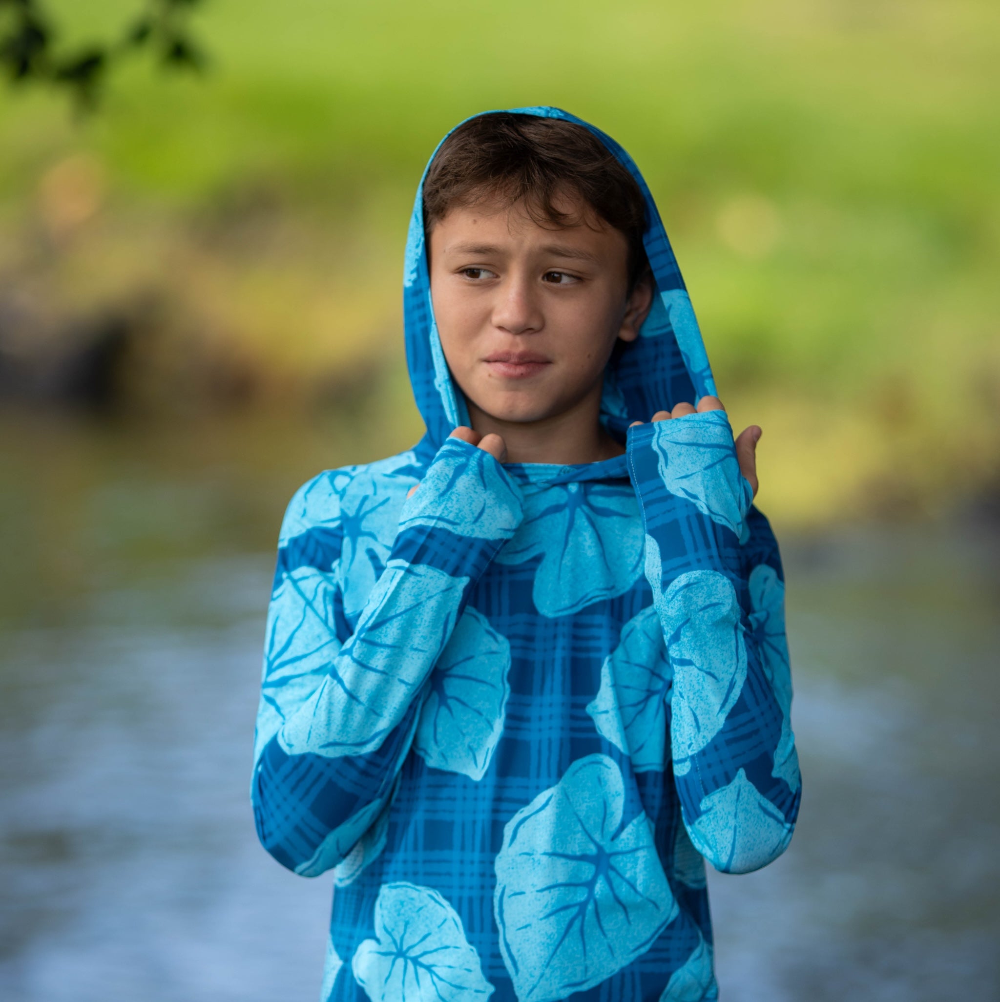 Blue Palaka Kalo UPF 50 Kalā Sun Hoodie (UPF 50)