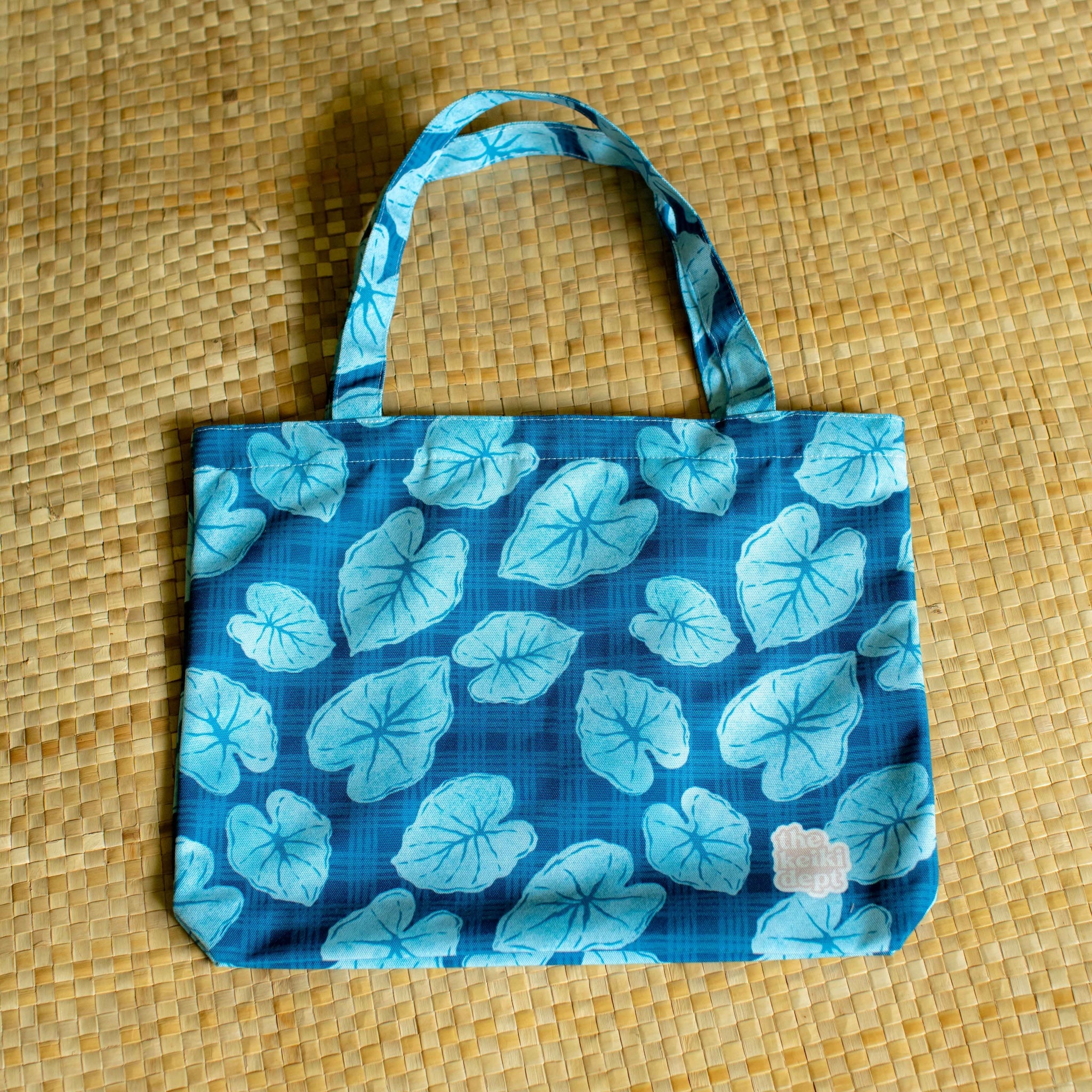 Blue Palaka Kalo Canvas Zipper Tote Bag