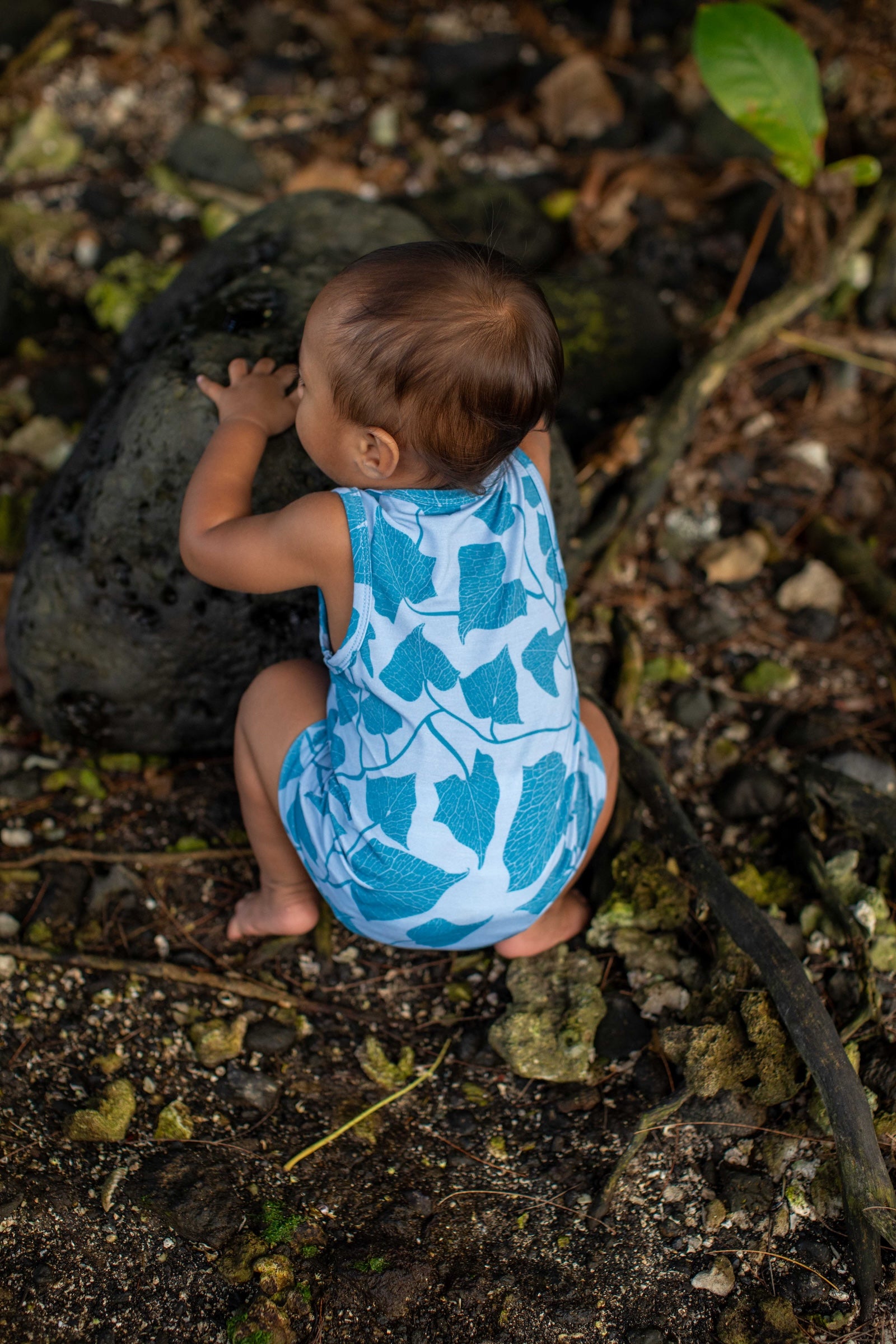 Blue Peʻahi Tank Bamboo Tank Romper