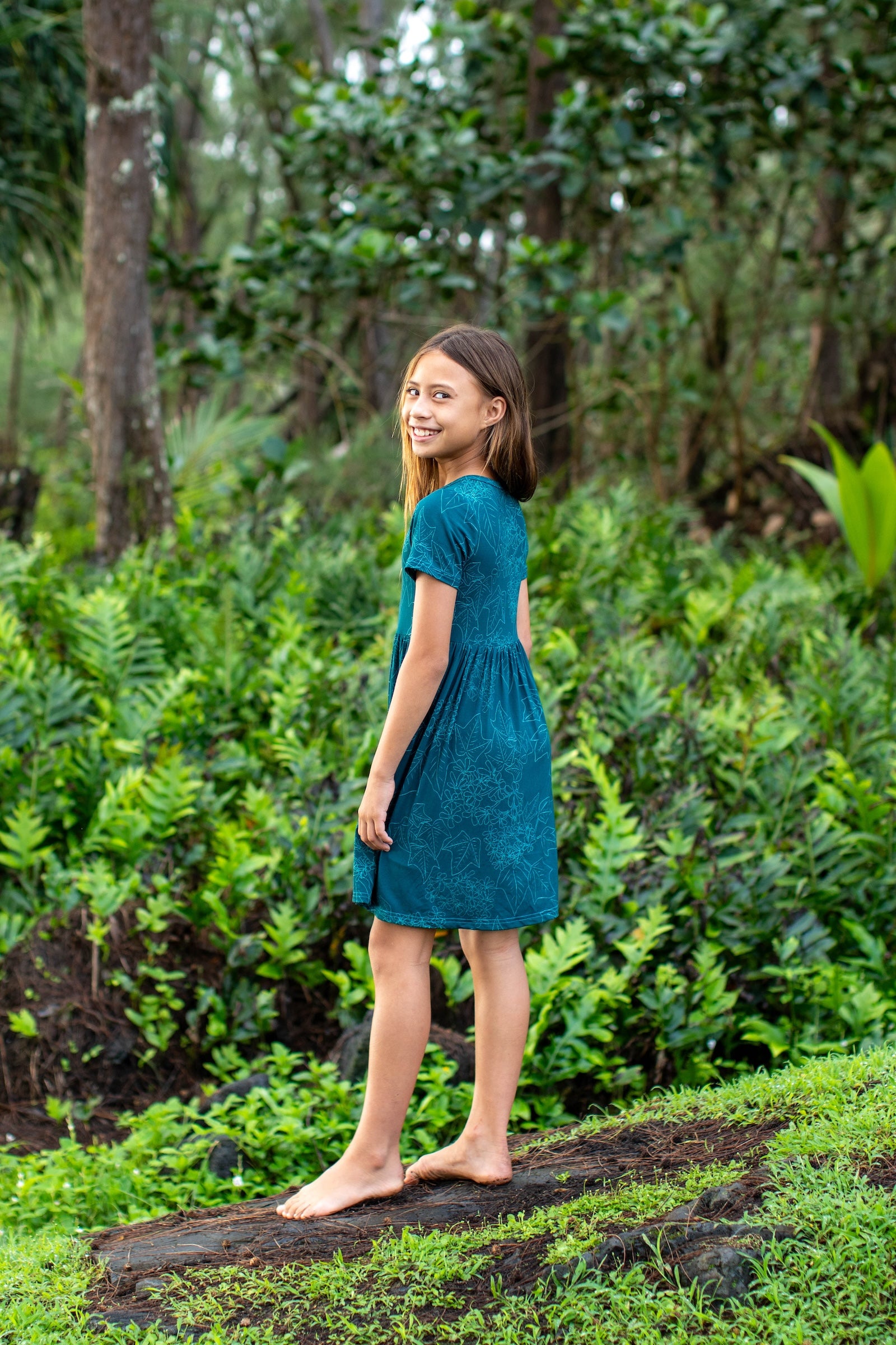Blue Pua Kukui Bamboo Kaliko Dress