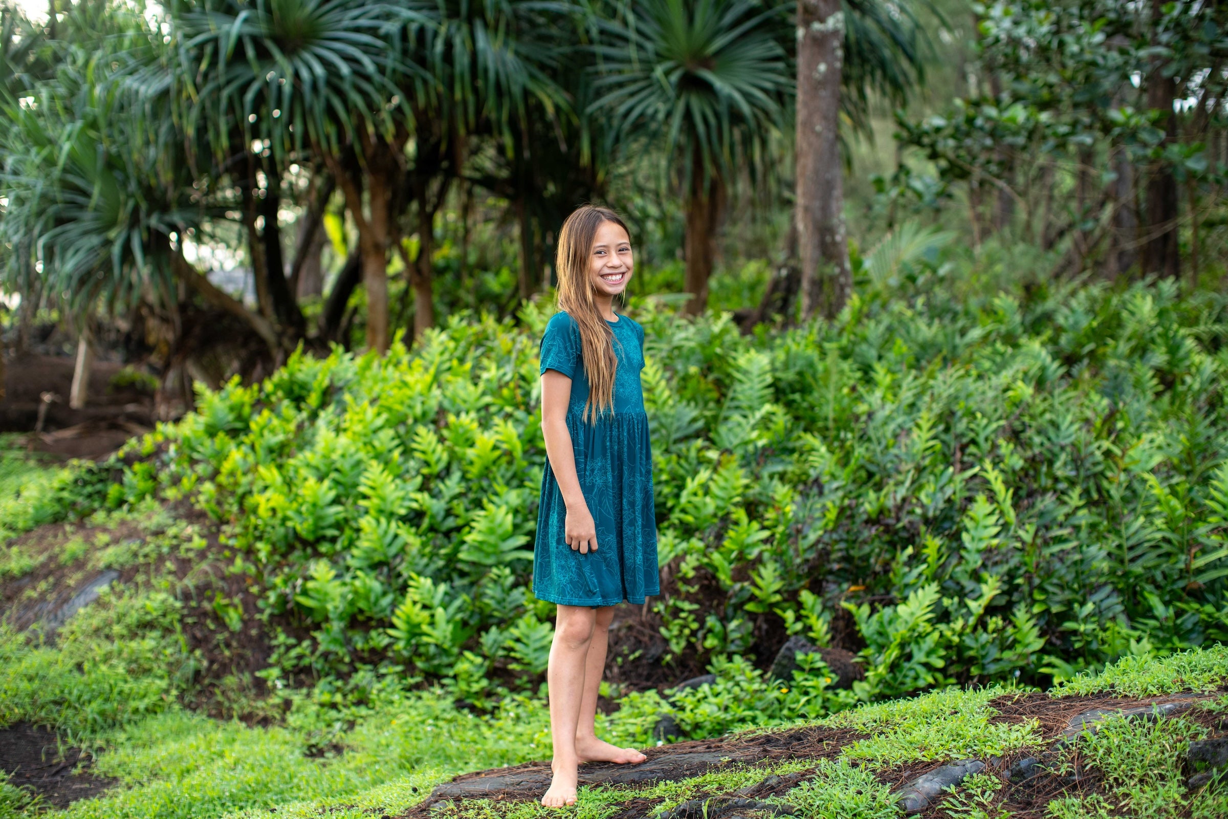 Blue Pua Kukui Bamboo Kaliko Dress