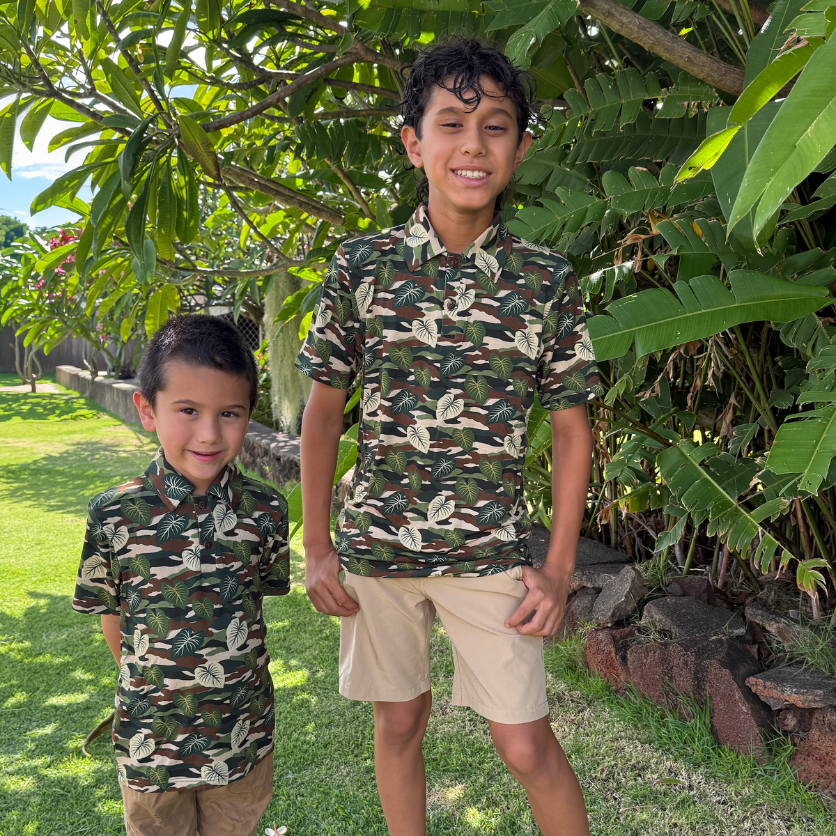 Green Camo Kalo Bamboo Kalei Athletic Polo