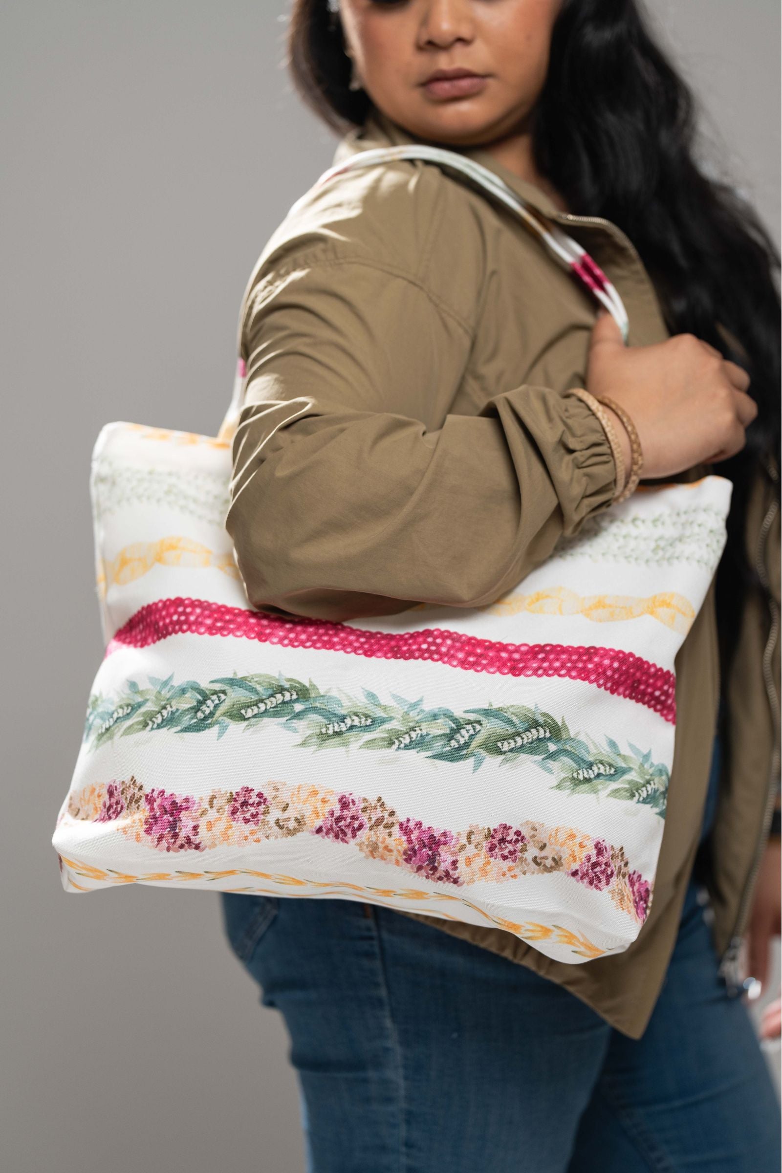 Lei Poinaole Canvas Zipper Tote Bag