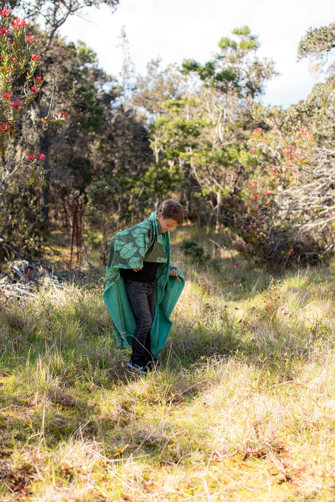Green Mauka Kalo Minky Blanket
