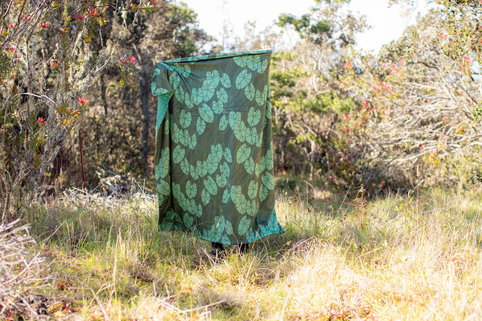 Green Mauka Kalo Minky Blanket