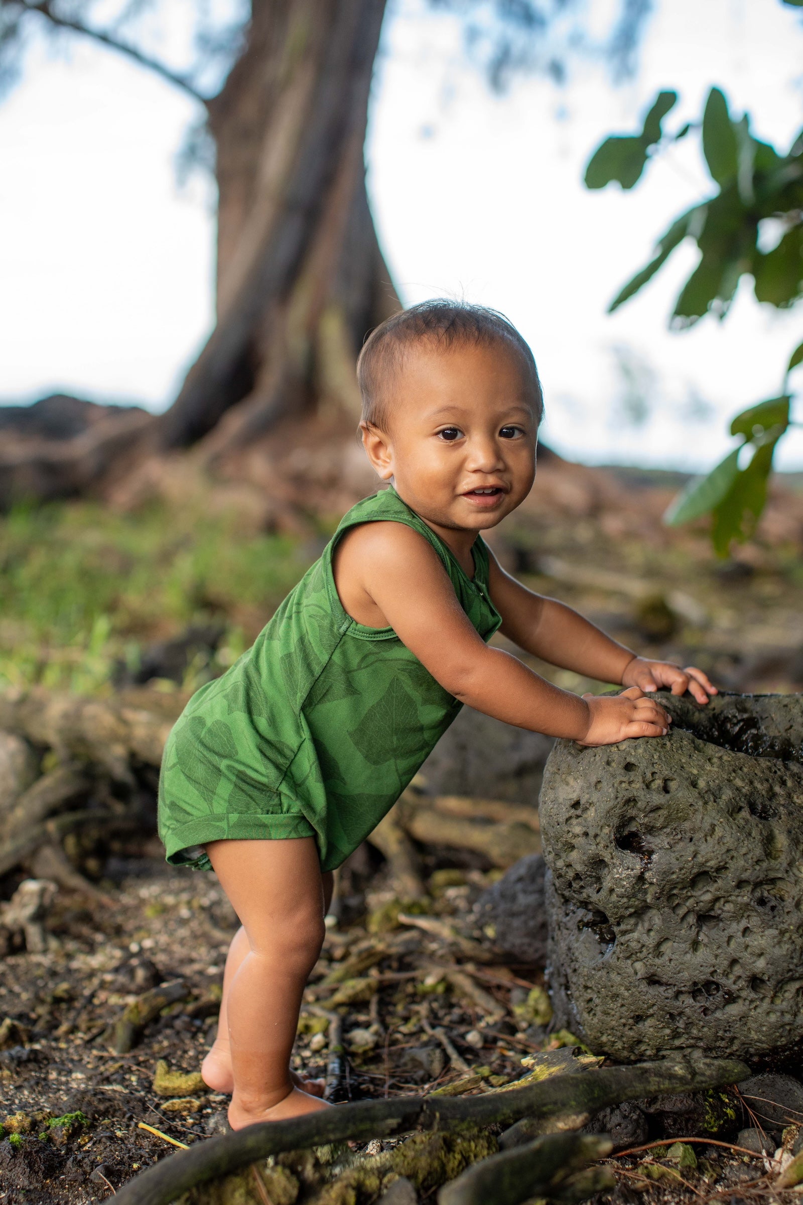 Green Peʻahi Tank Bamboo Tank Romper