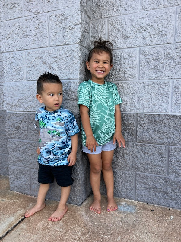 brother and sister wearing kawai unisex tee