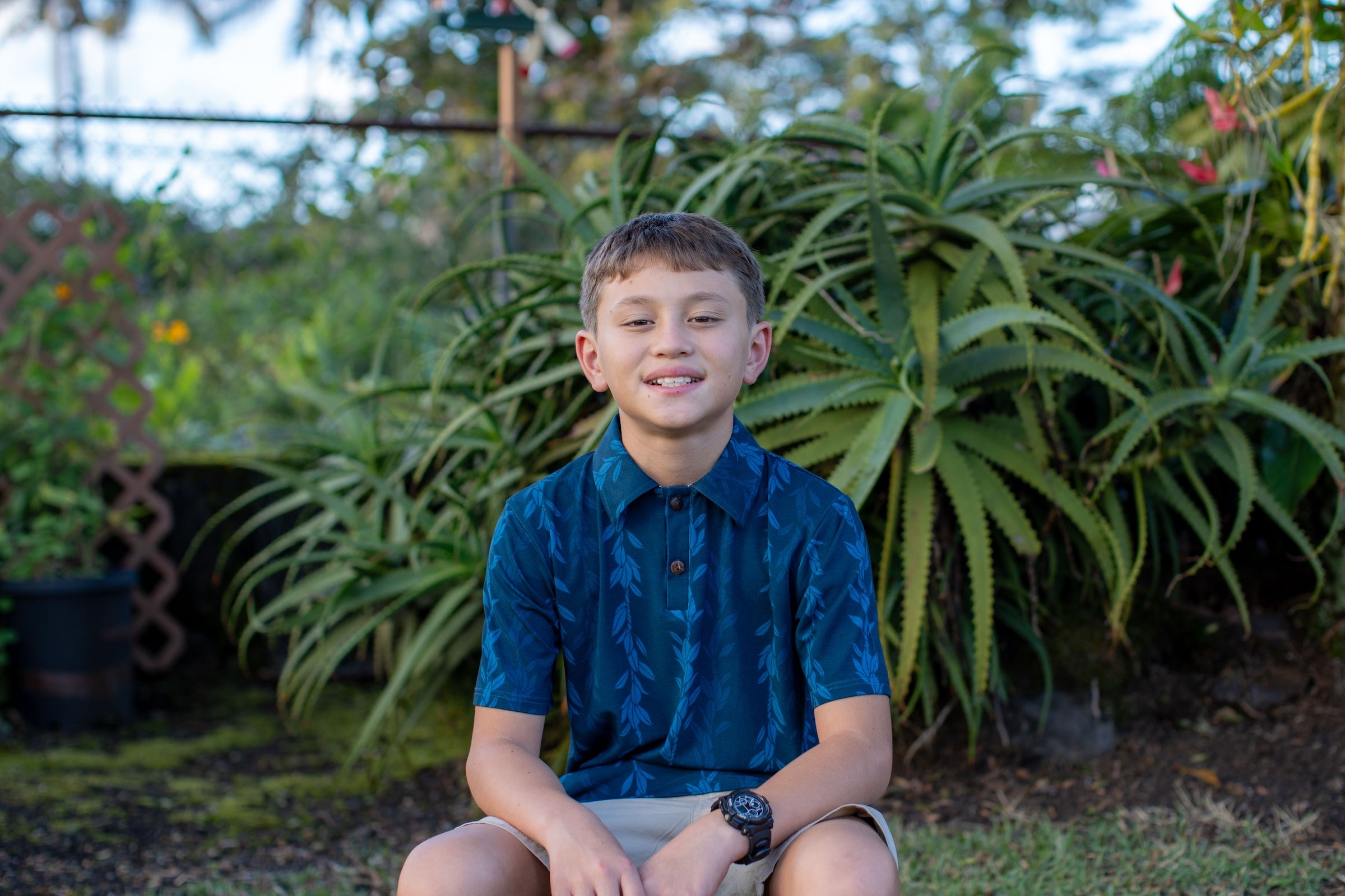 Blue Maile Strands Bamboo Kalei Athletic Polo