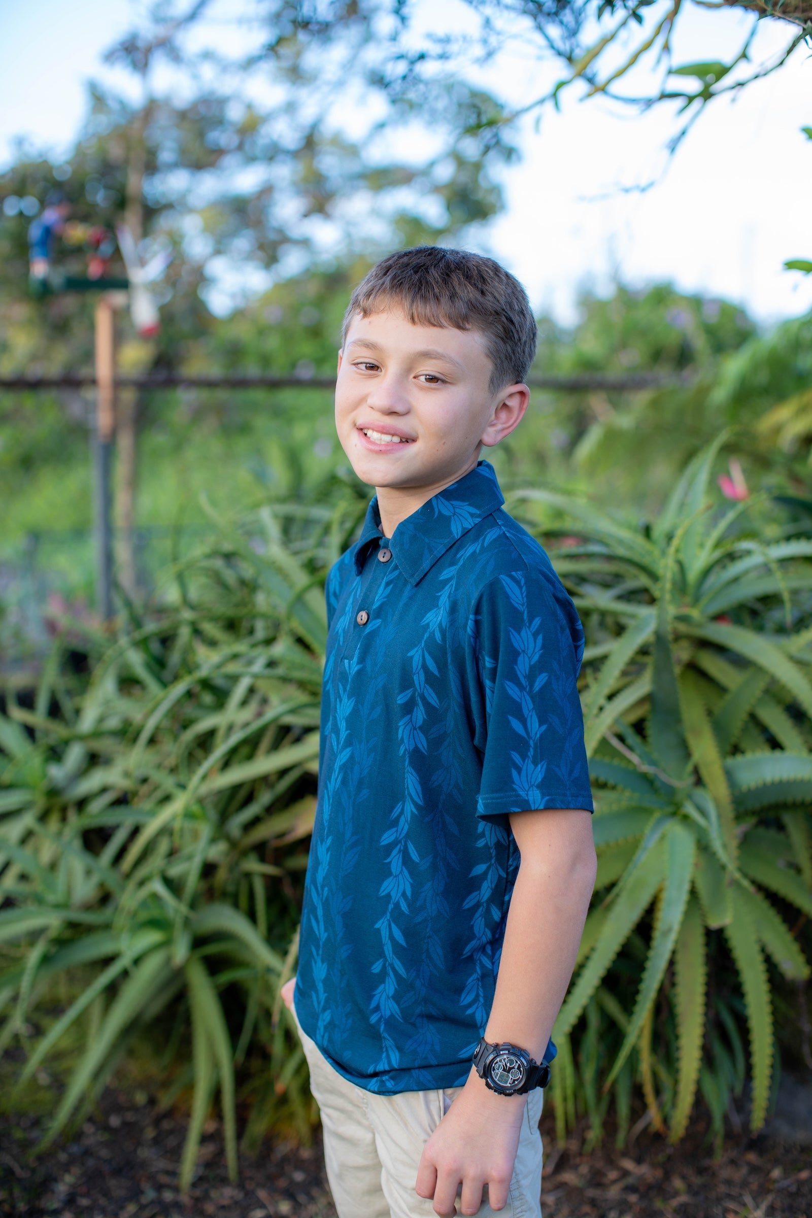 Blue Maile Strands Bamboo Kalei Athletic Polo