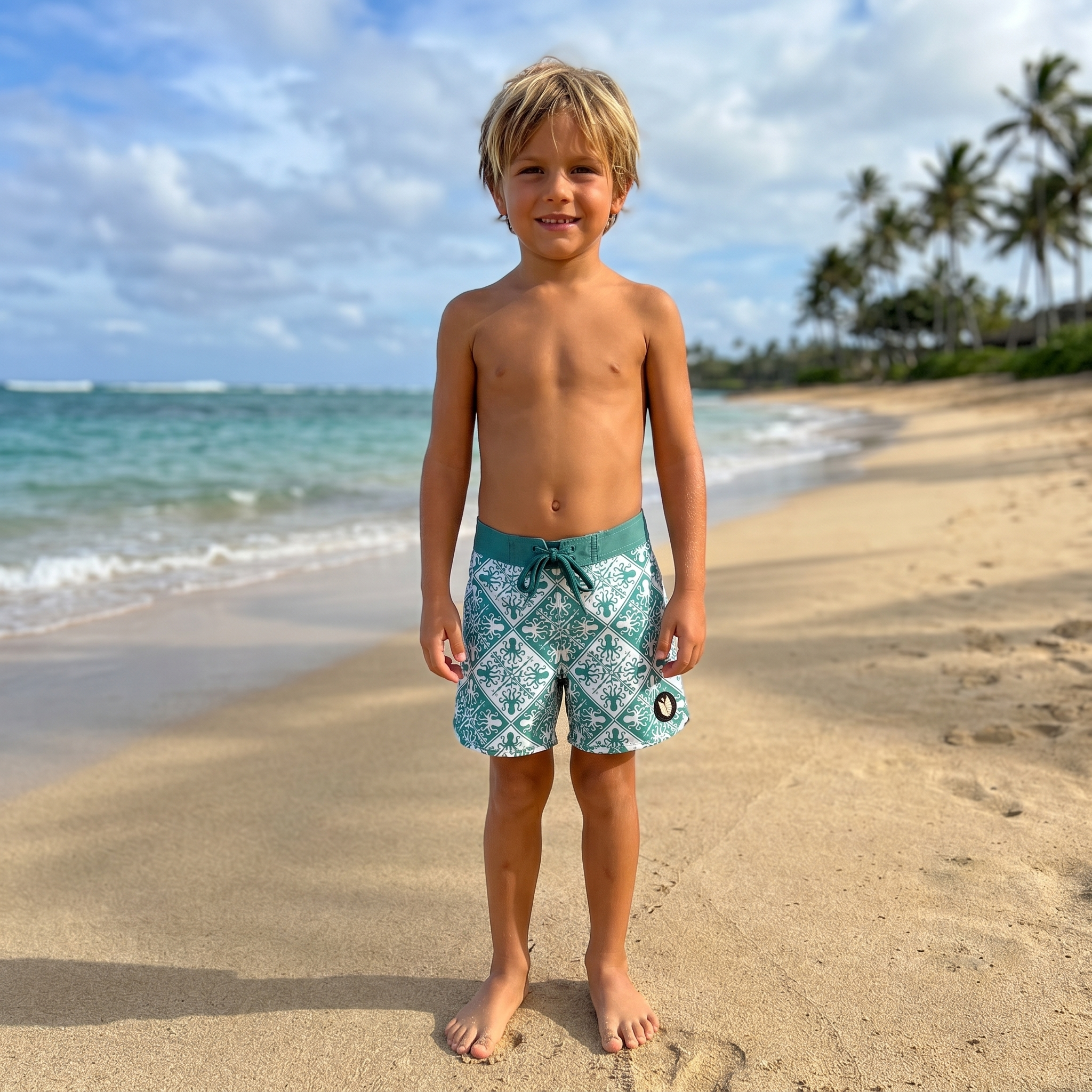 Teal Kuiki Hee 4-Way Stretch Boardshorts