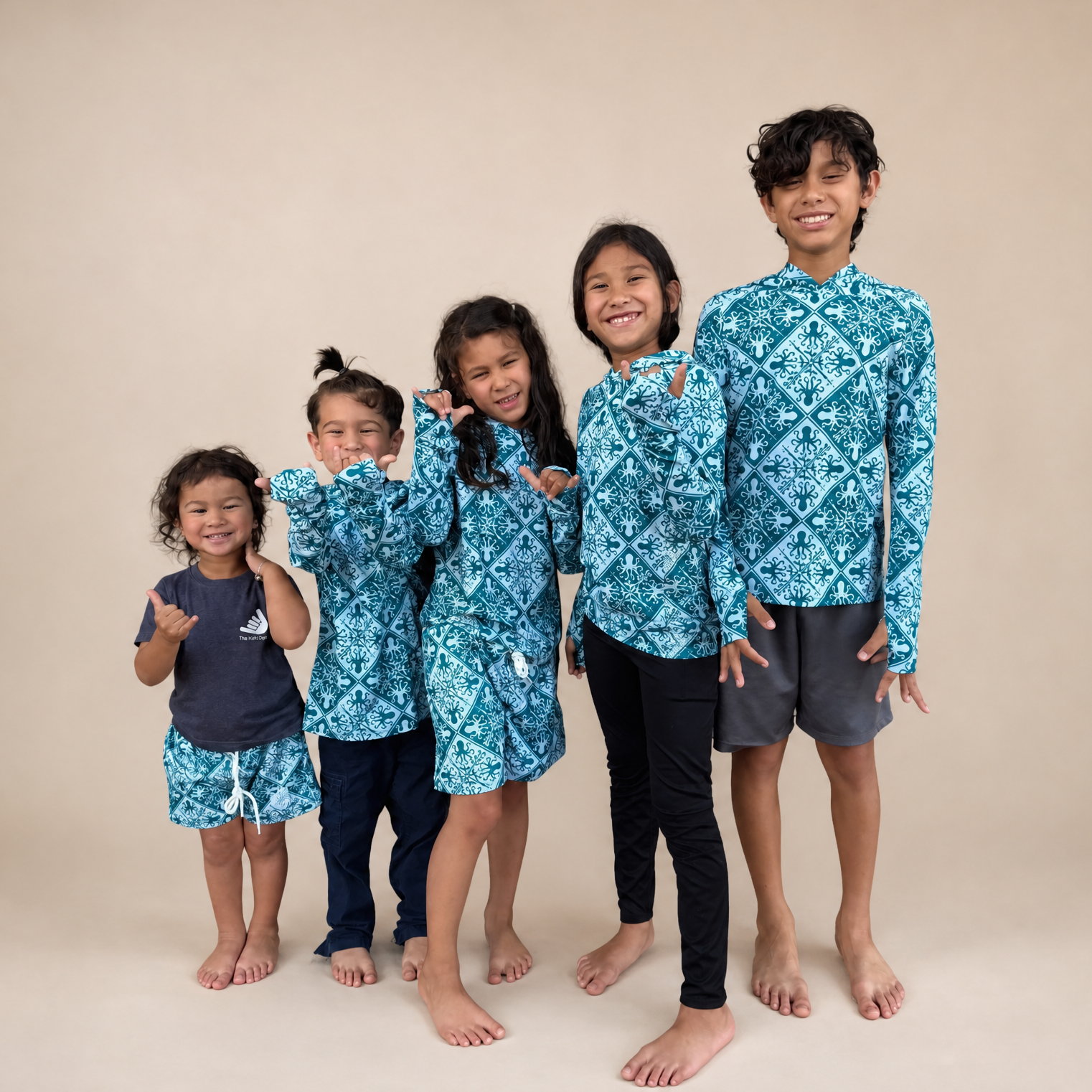 Teal Kuiki Heʻe Kids & Adult Mesh Shorts