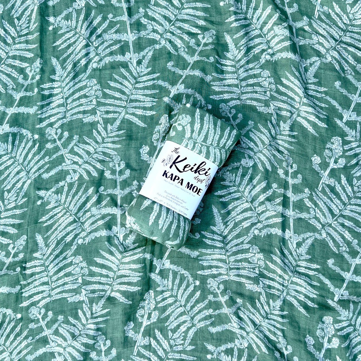 green neke fern bamboo swaddle blanket