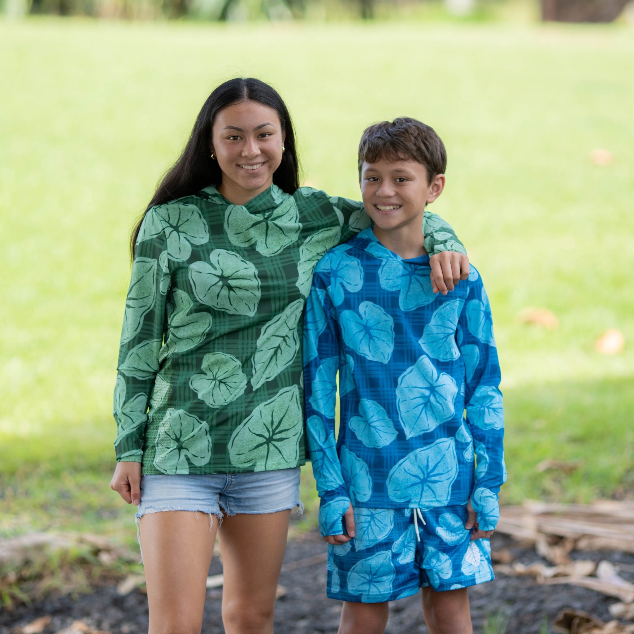 Green Palaka Kalo UPF 50 Kalā Sun Hoodie (UPF 50)