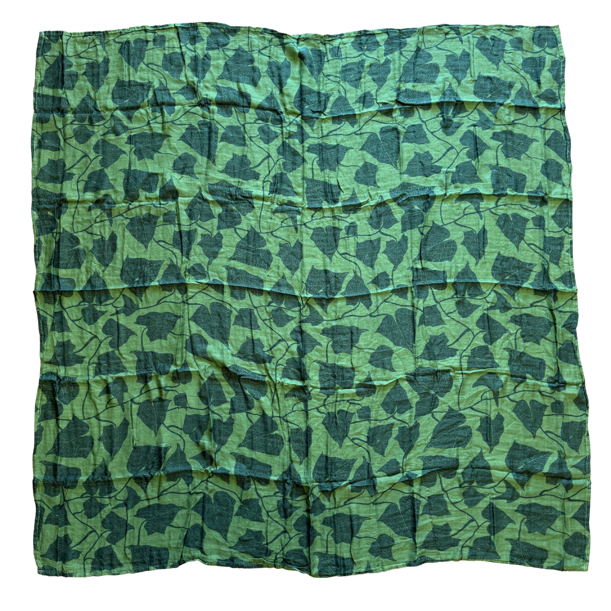 Green Peʻahi Fern Bamboo Muslin Kapa Moe (Swaddle Blanket)