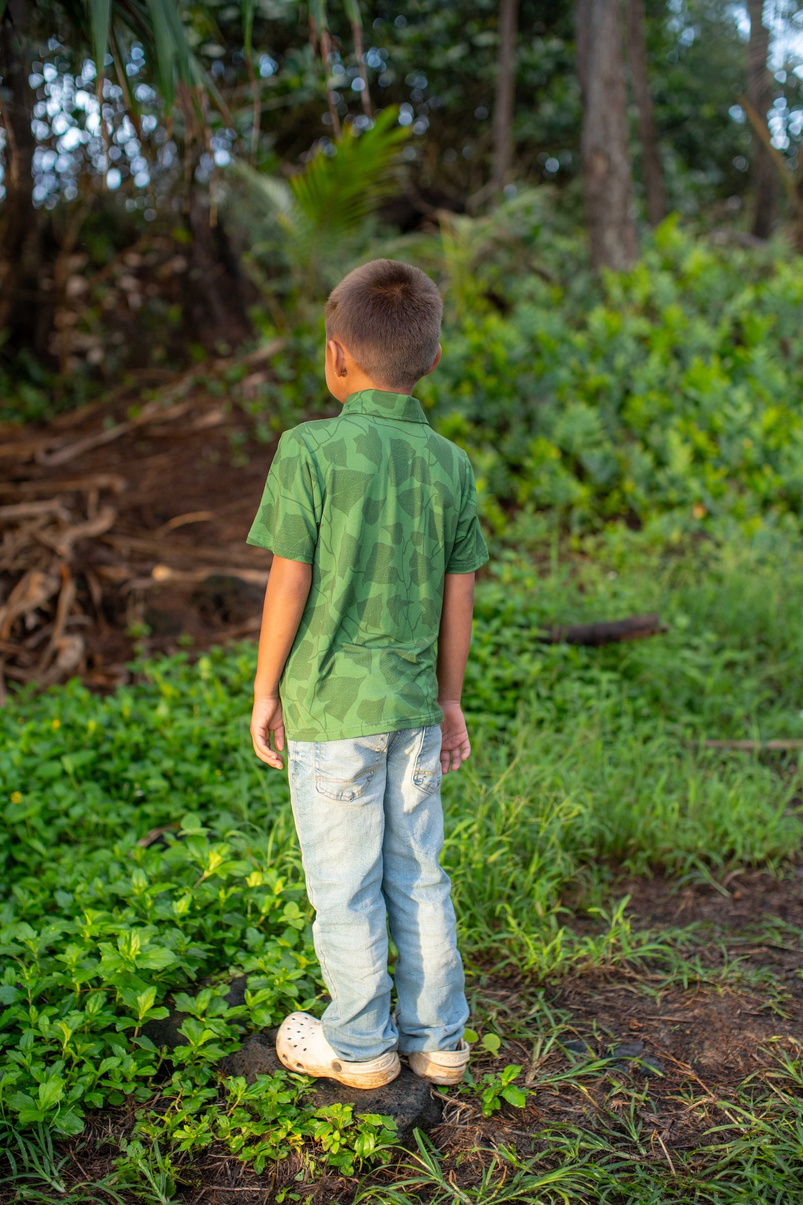 Green Peʻahi Fern Bamboo Kalei Athletic Polo