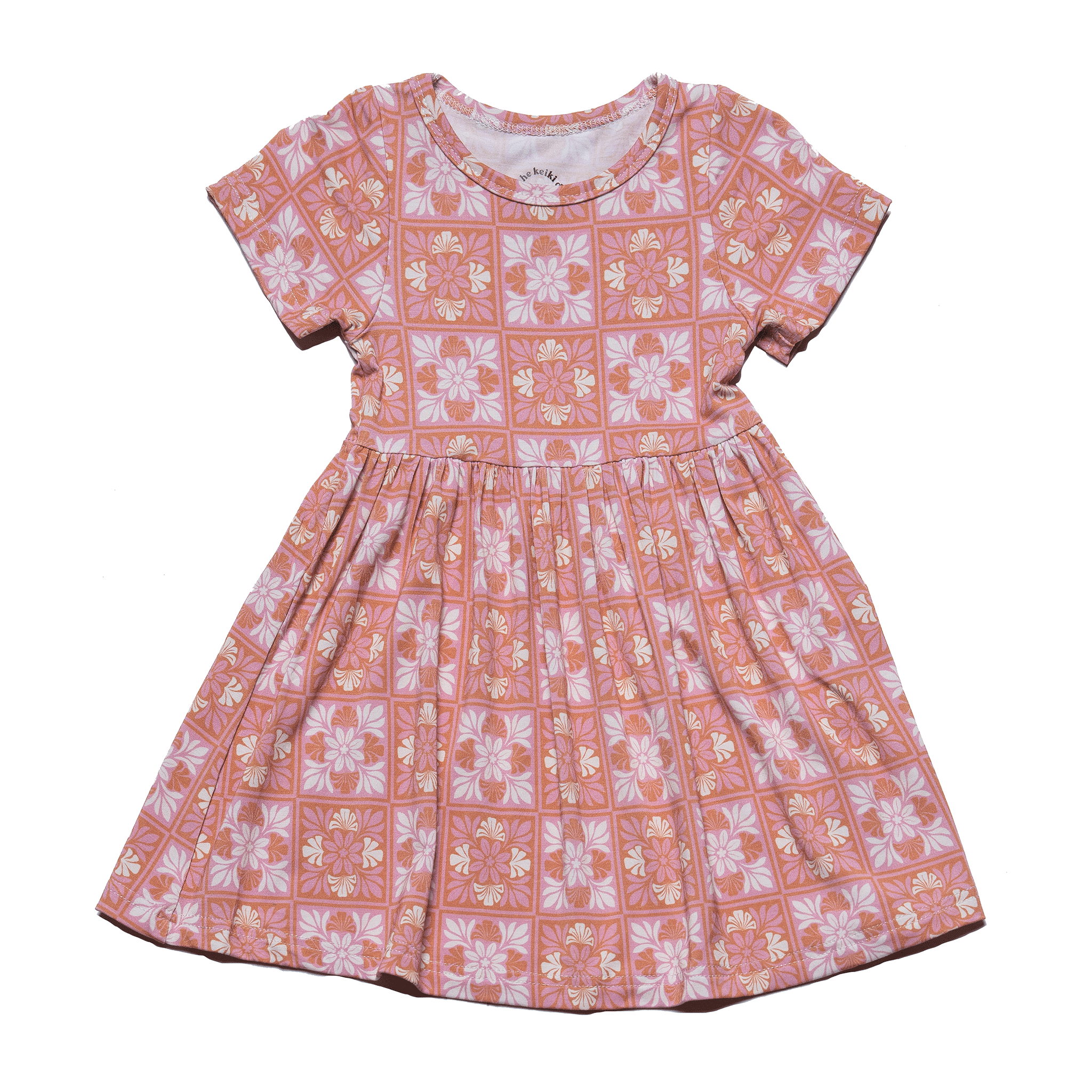 Pink Kuiki Naupaka Bamboo Kaliko Dress