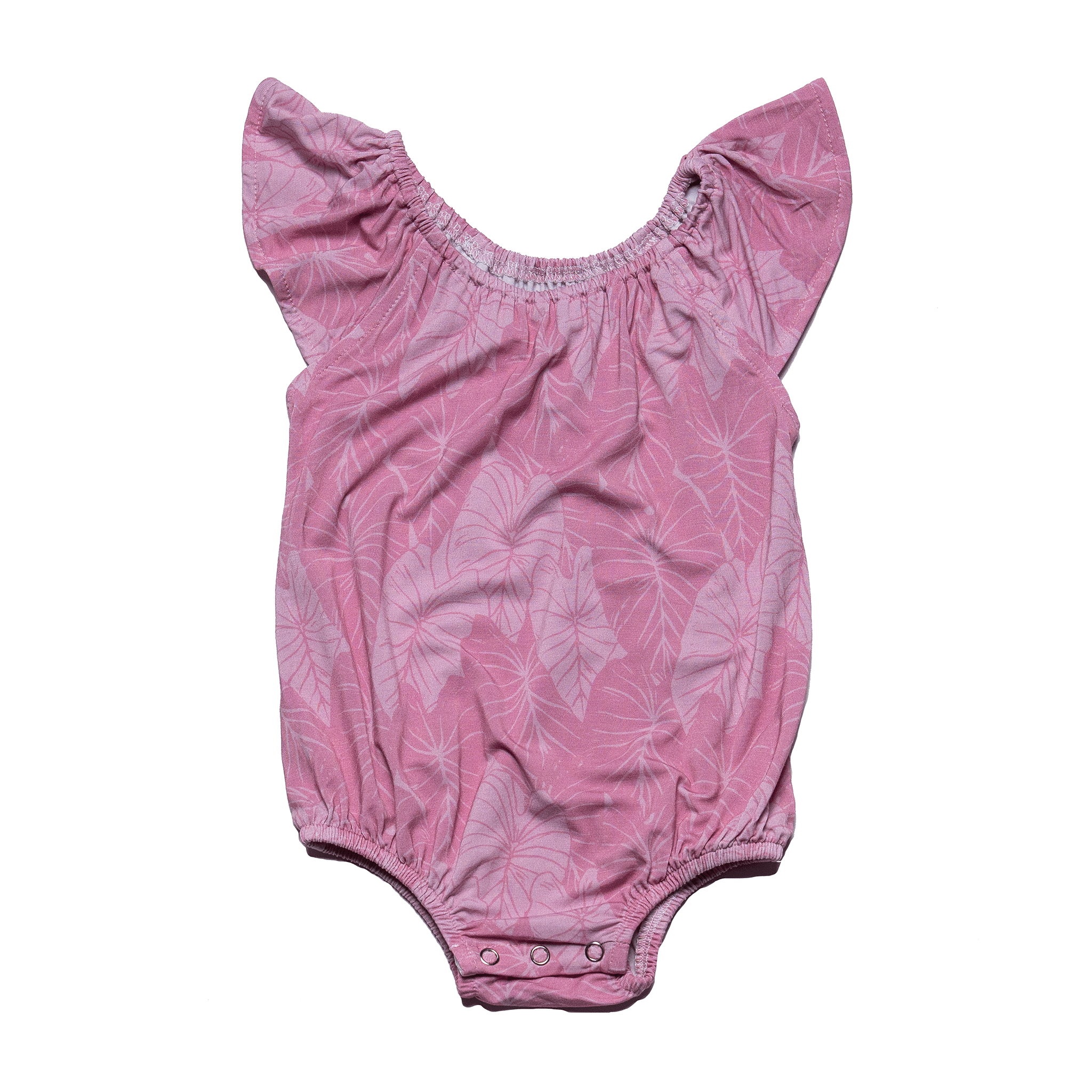 Pink Loʻi Kalo Bamboo Pua Flutter Bodysuit