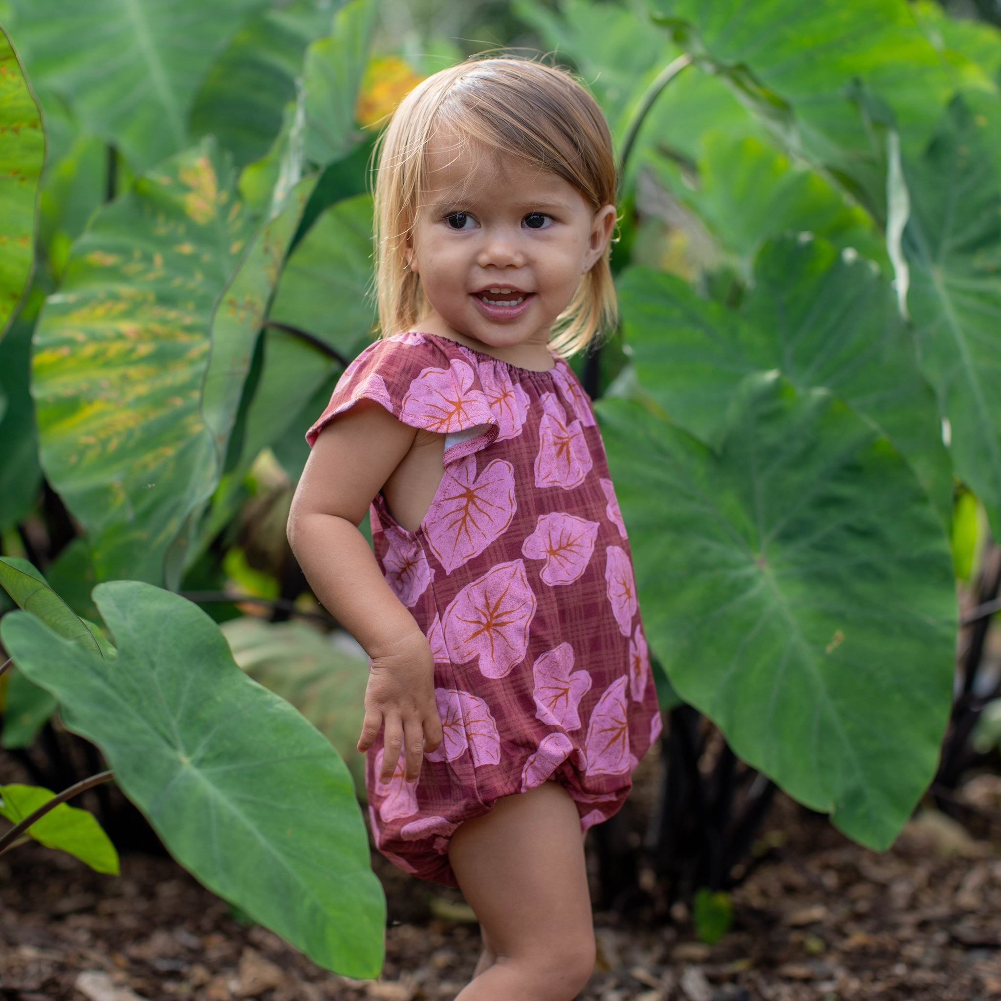 Pink Palaka Kalo Bamboo Flutter Romper