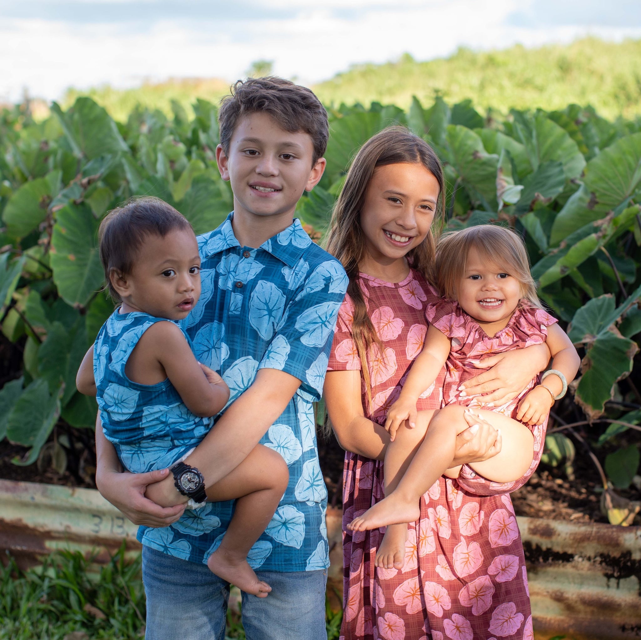Blue Palaka Kalo Bamboo Kalei Athletic Polo