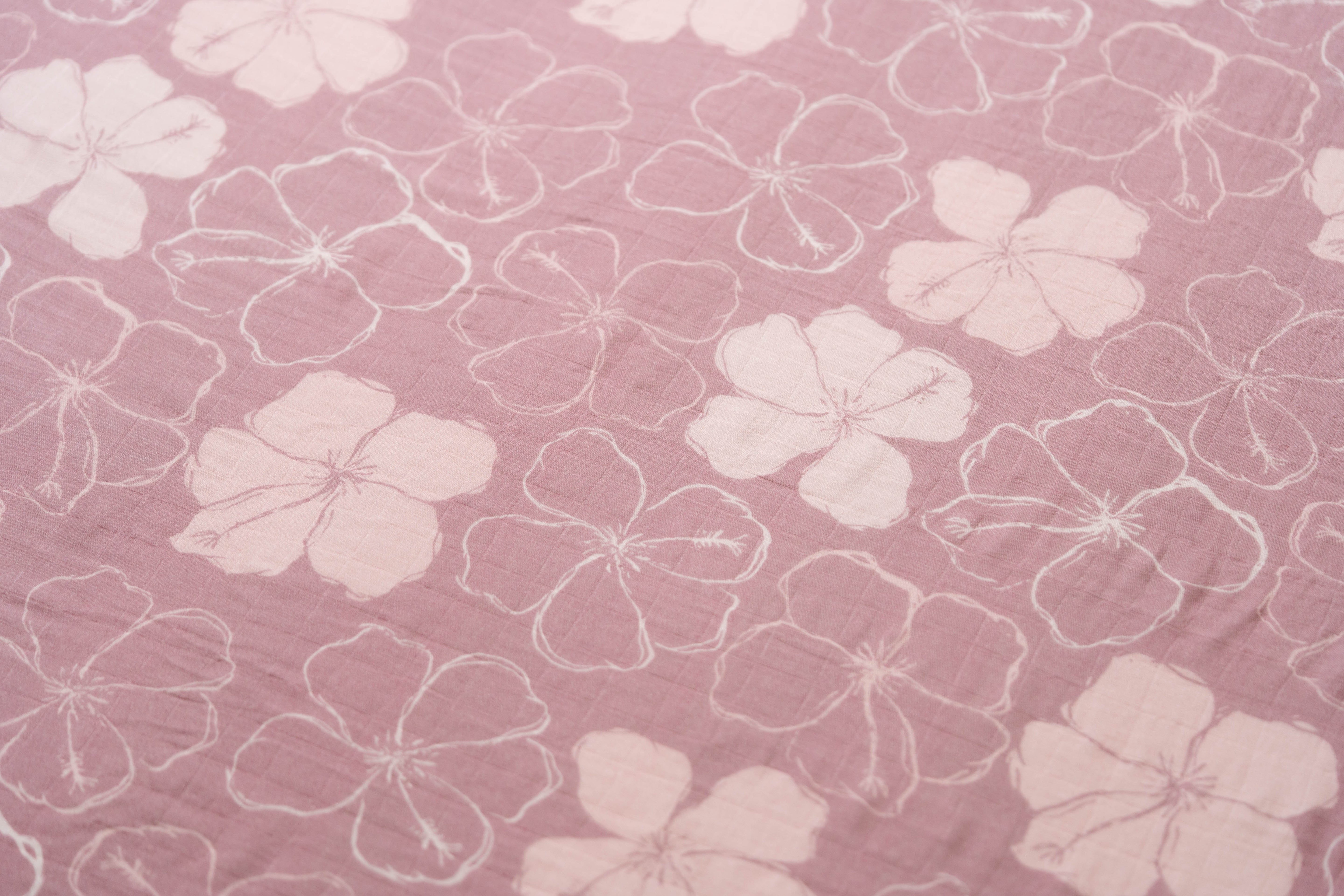 Purple Kokio Hibiscus Bamboo Muslin Pareo