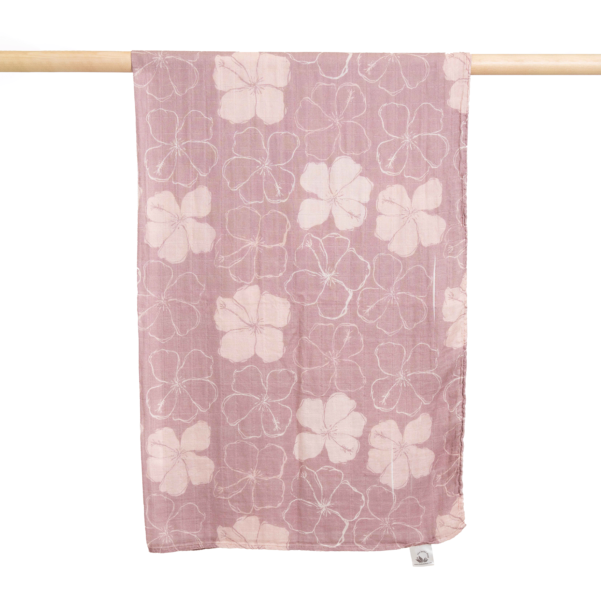 Purple Kokio Hibiscus Bamboo Muslin Pareo