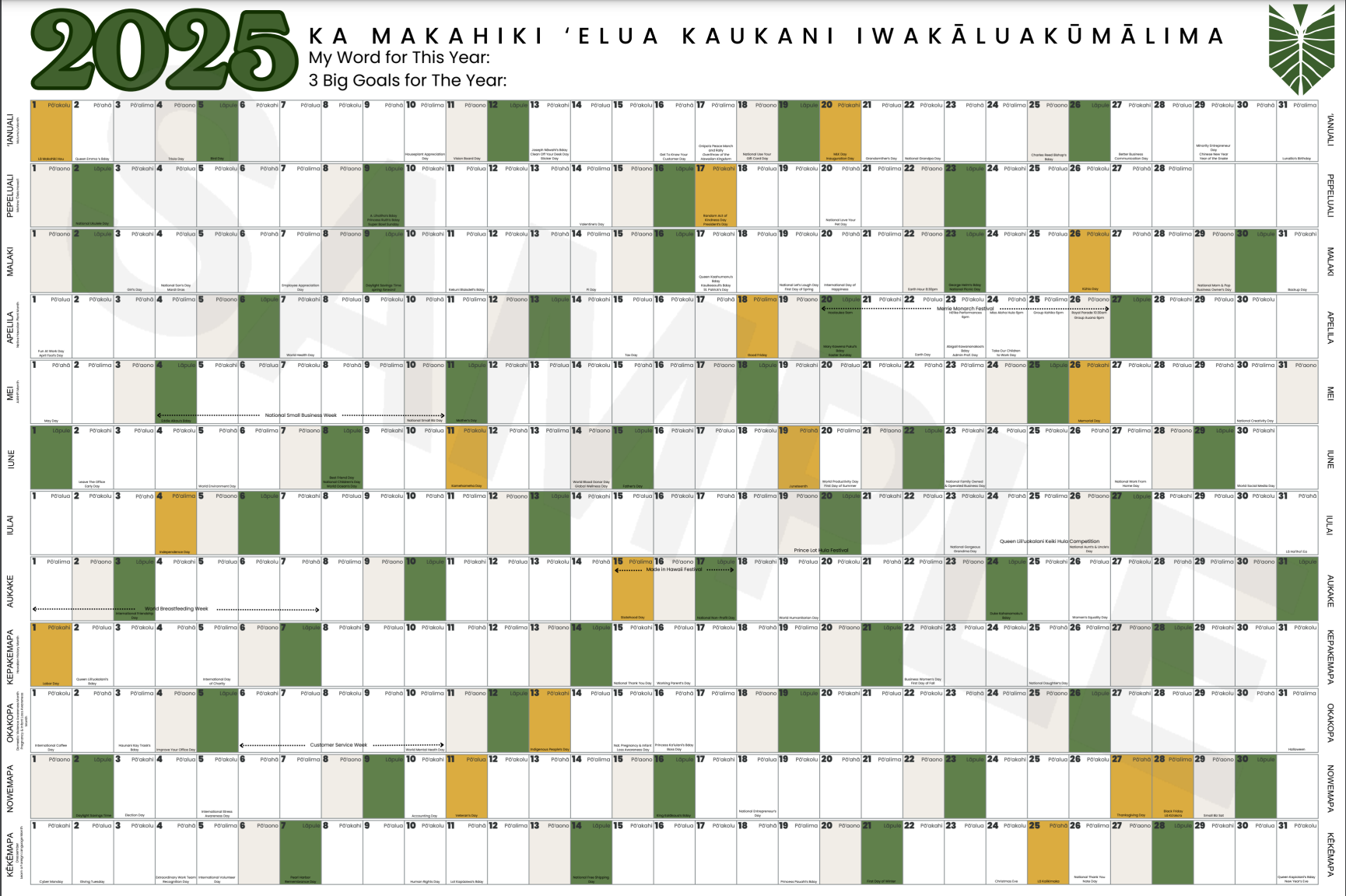 2025 The Nui Calendar (Digital Download)