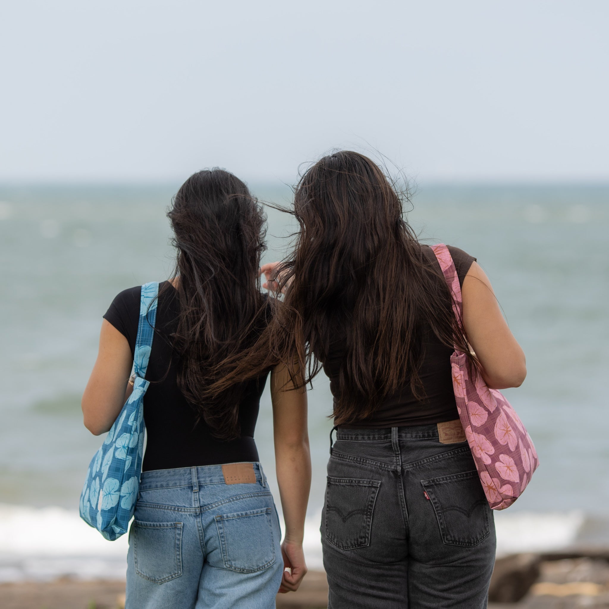 Blue Palaka Kalo Canvas Zipper Tote Bag