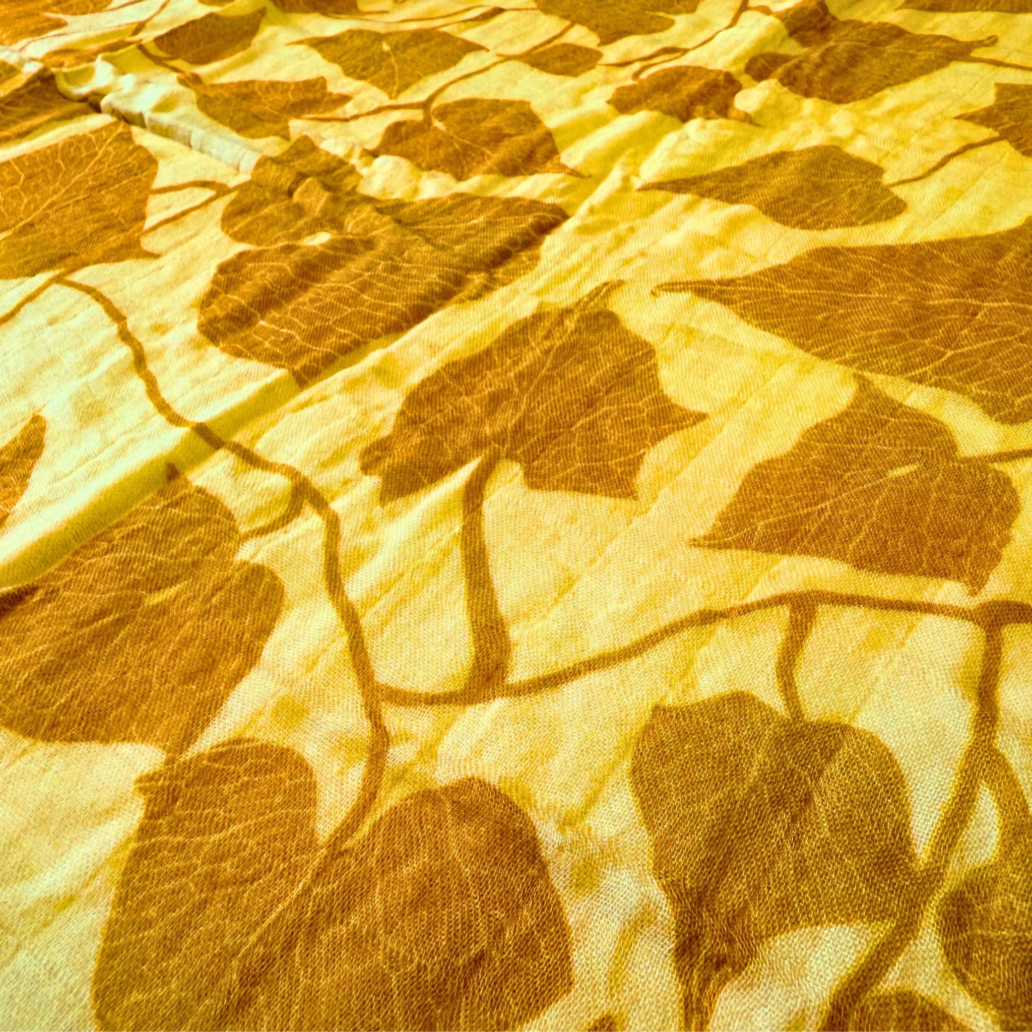 Yellow Peʻahi Fern Bamboo Muslin Kapa Moe (Swaddle Blanket)