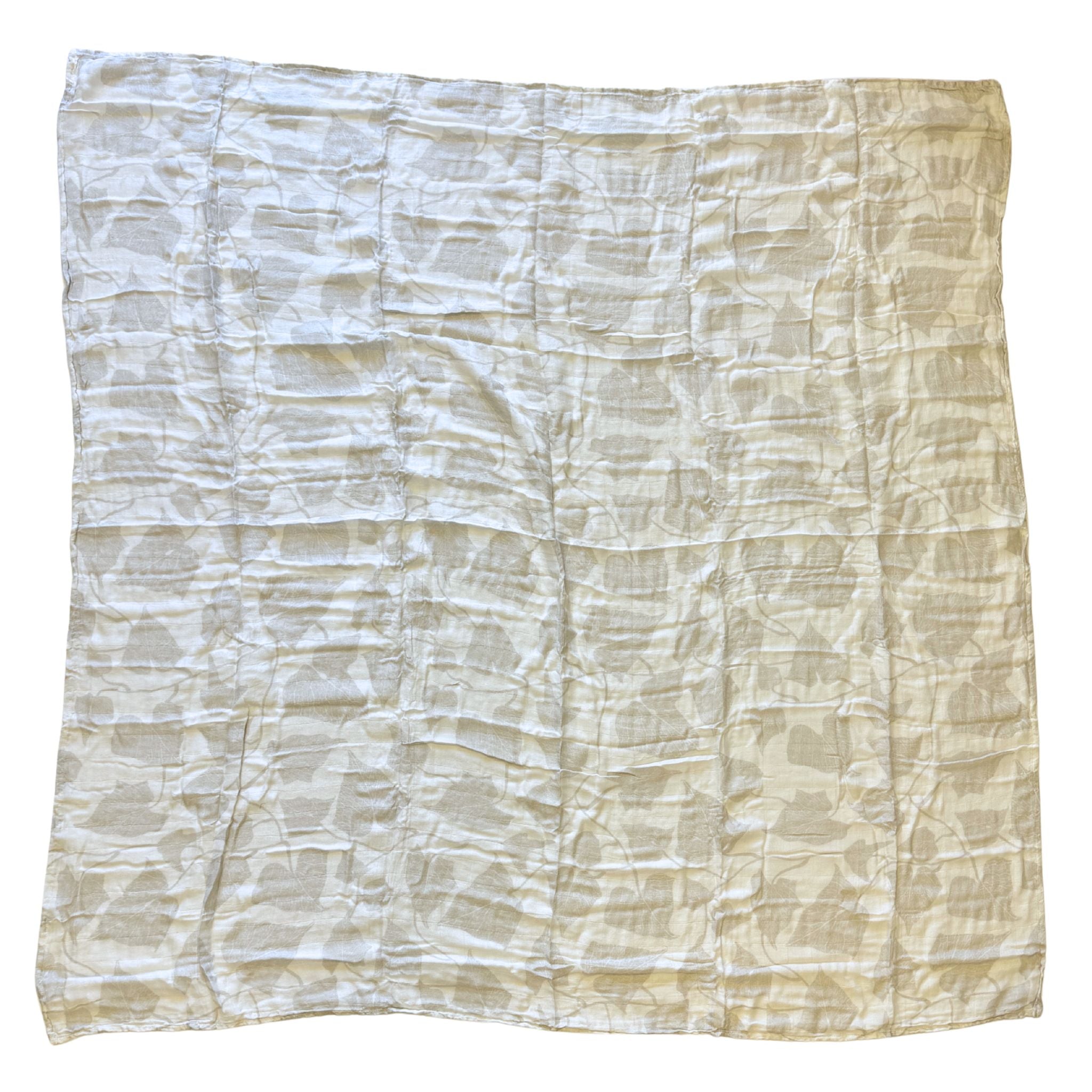Beige Peʻahi Fern Bamboo Muslin Kapa Moe (Swaddle Blanket)