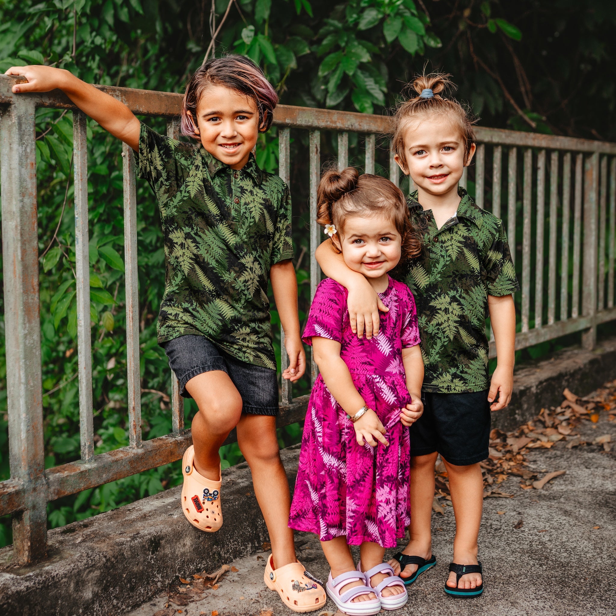 Pink Hawaiian Ferns Bamboo Kaliko Dress