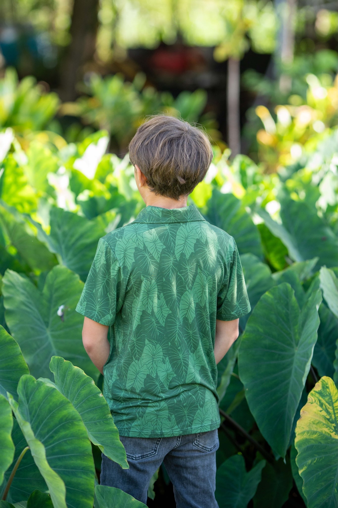 Green Loʻi Kalo Bamboo Kalei Athletic Polo