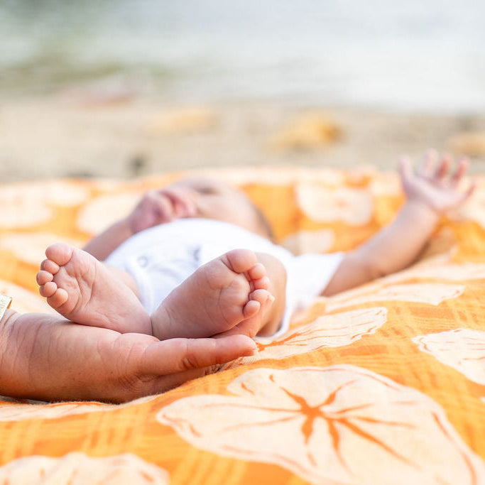 Orange Palaka Kapa Moe - Hawaiian Bamboo Swaddle