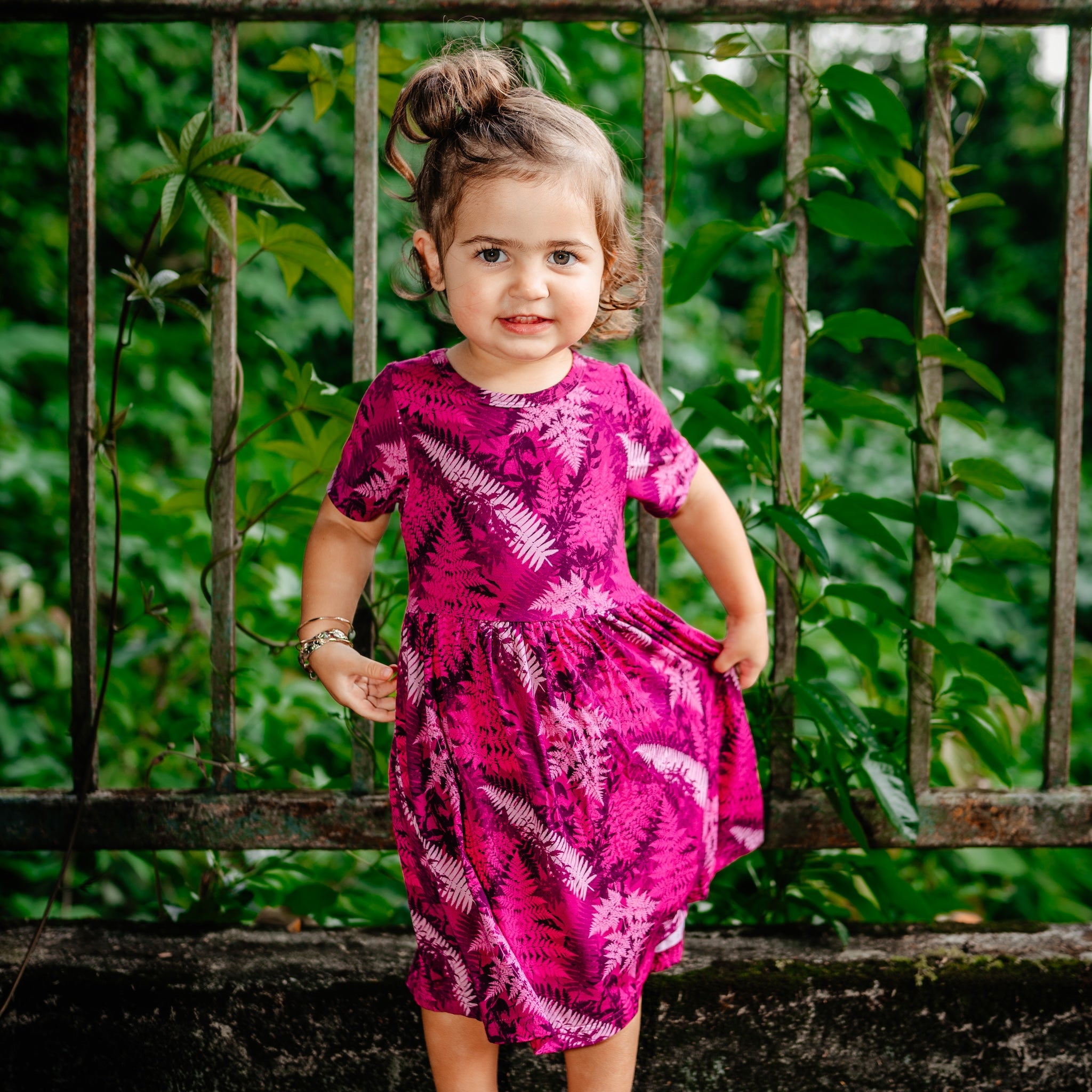 Pink Hawaiian Ferns Bamboo Kaliko Dress