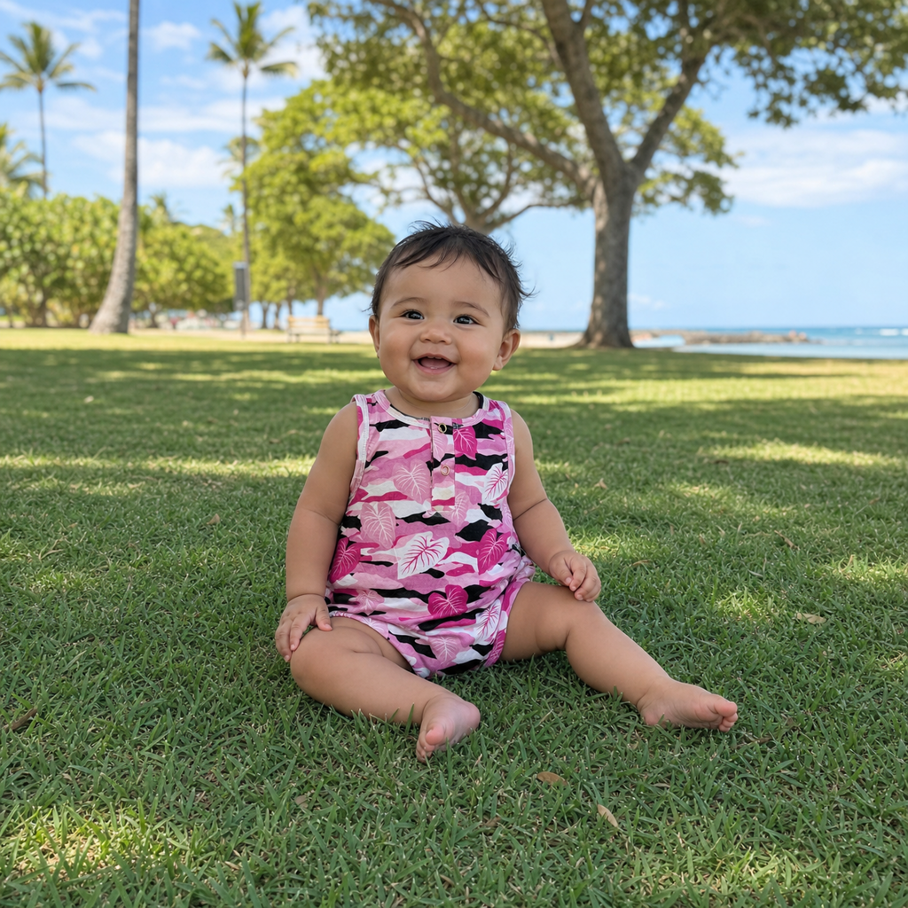 Pink Camo Kalo Tank Bamboo Tank Romper