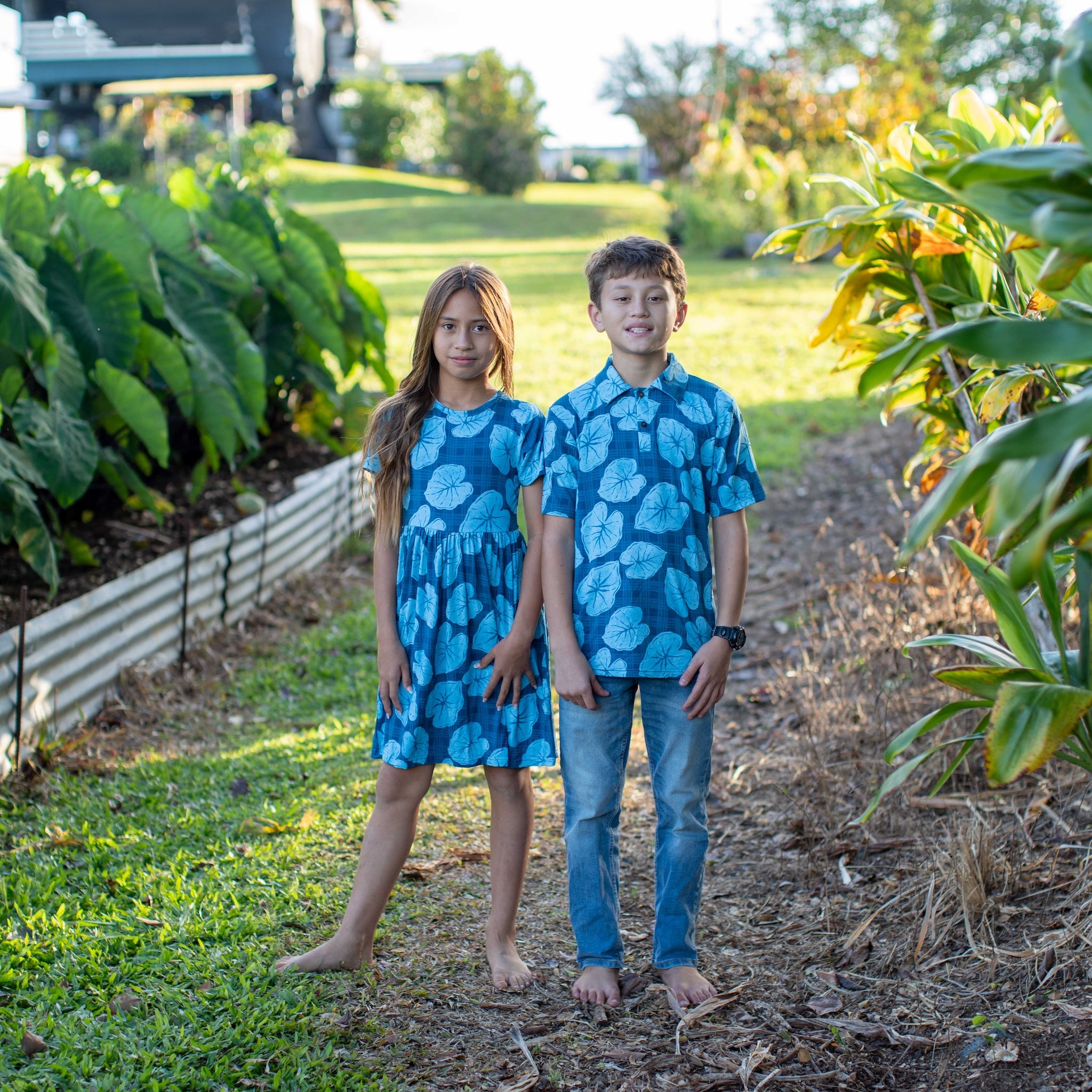 Blue Palaka Kalo Bamboo Kaliko Dress