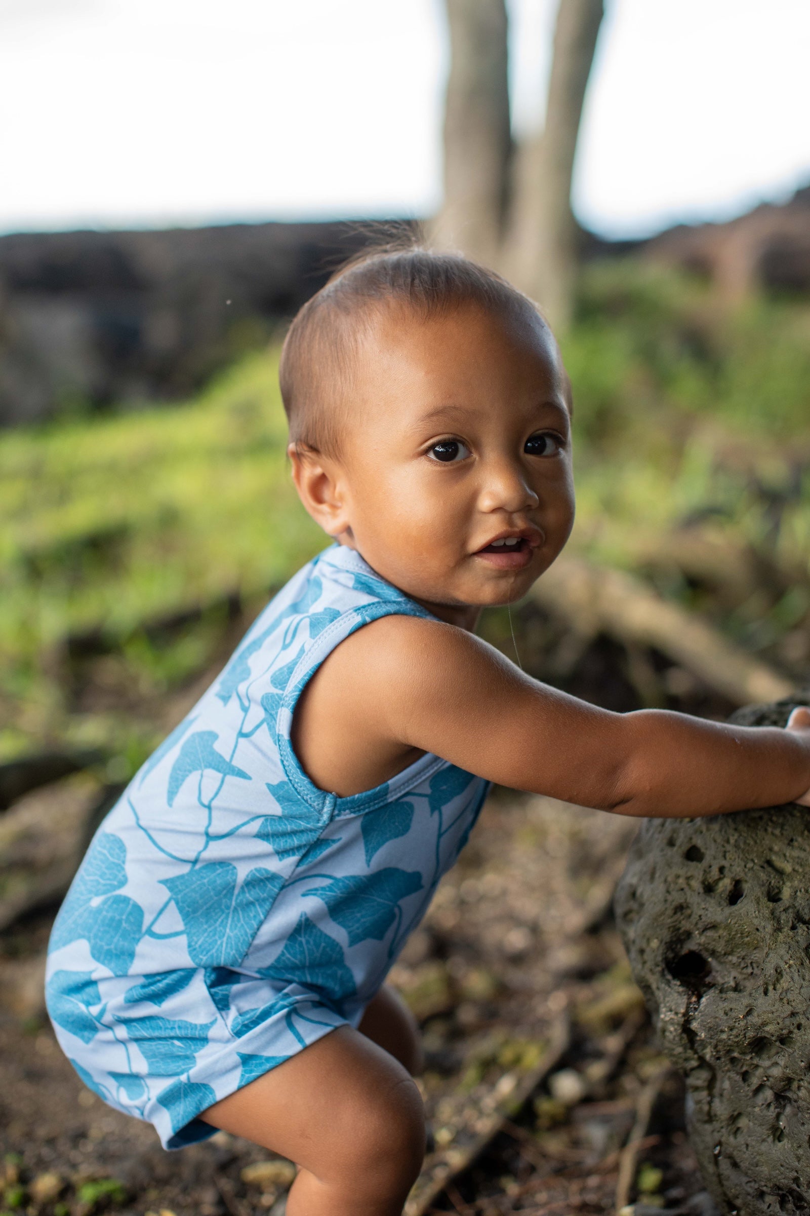 Blue Peʻahi Tank Bamboo Tank Romper