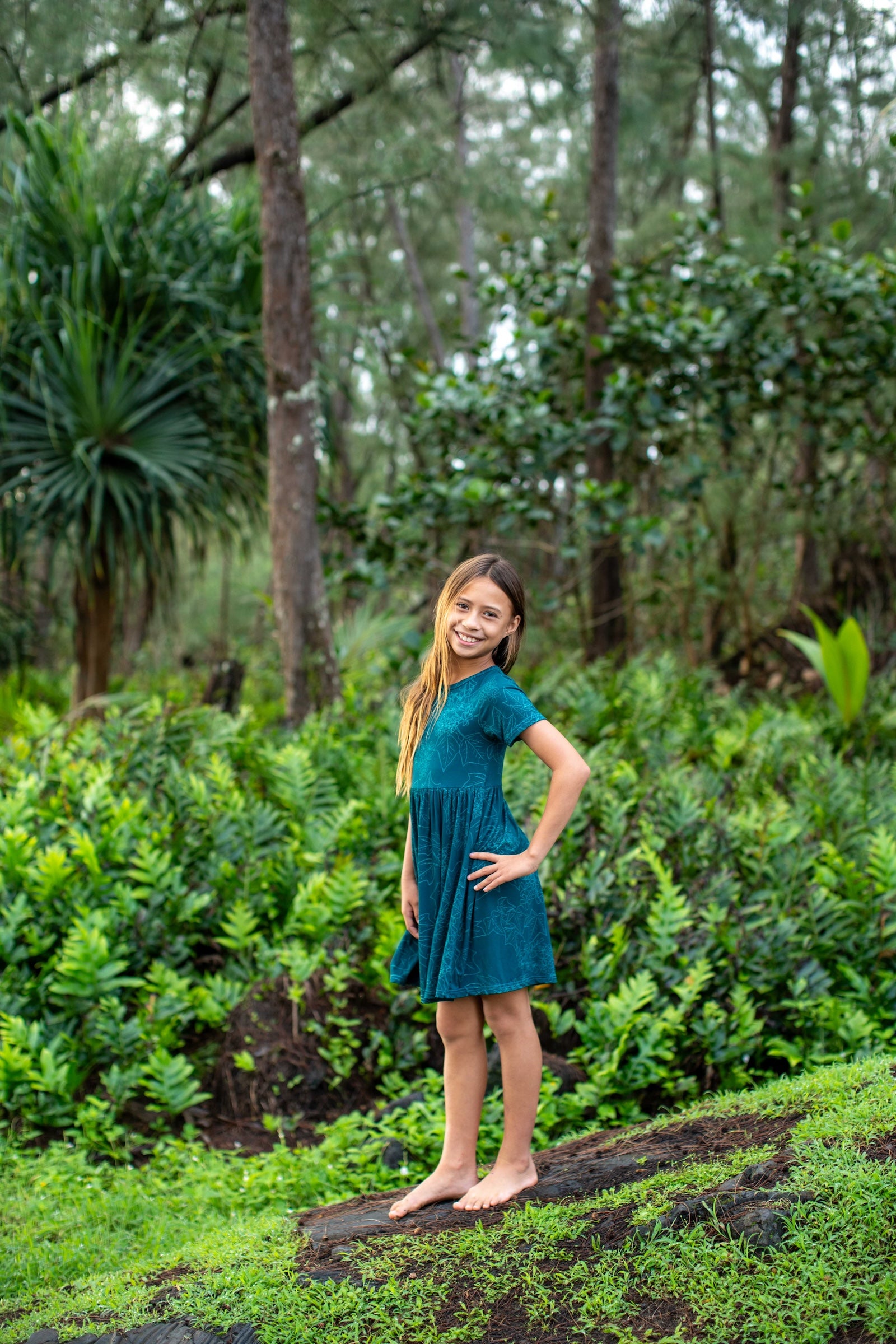 Blue Pua Kukui Bamboo Kaliko Dress