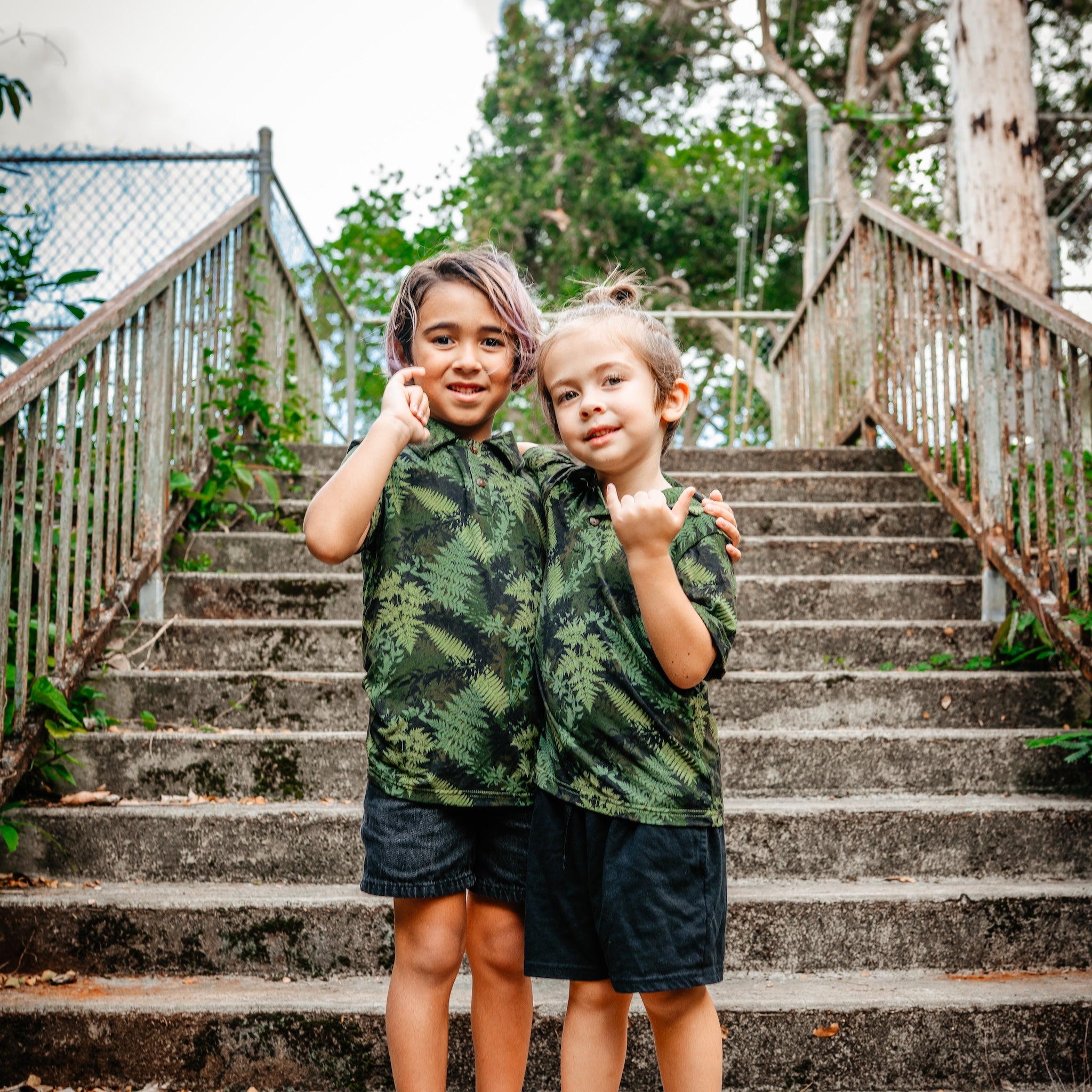 Green Hawaiian Ferns Bamboo Kalei Athletic Polo
