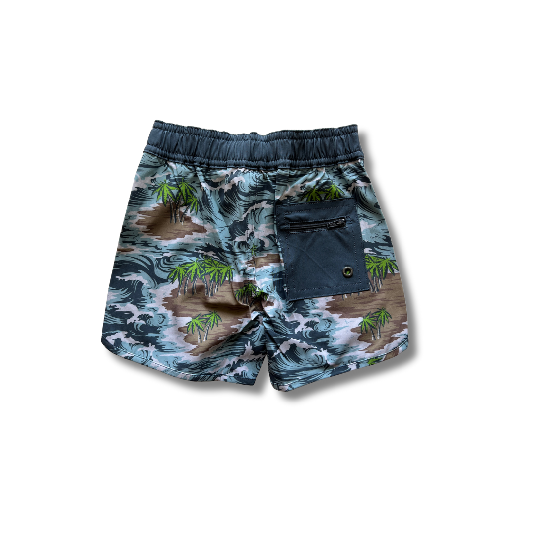 camo palms eco-friendly boardshort back