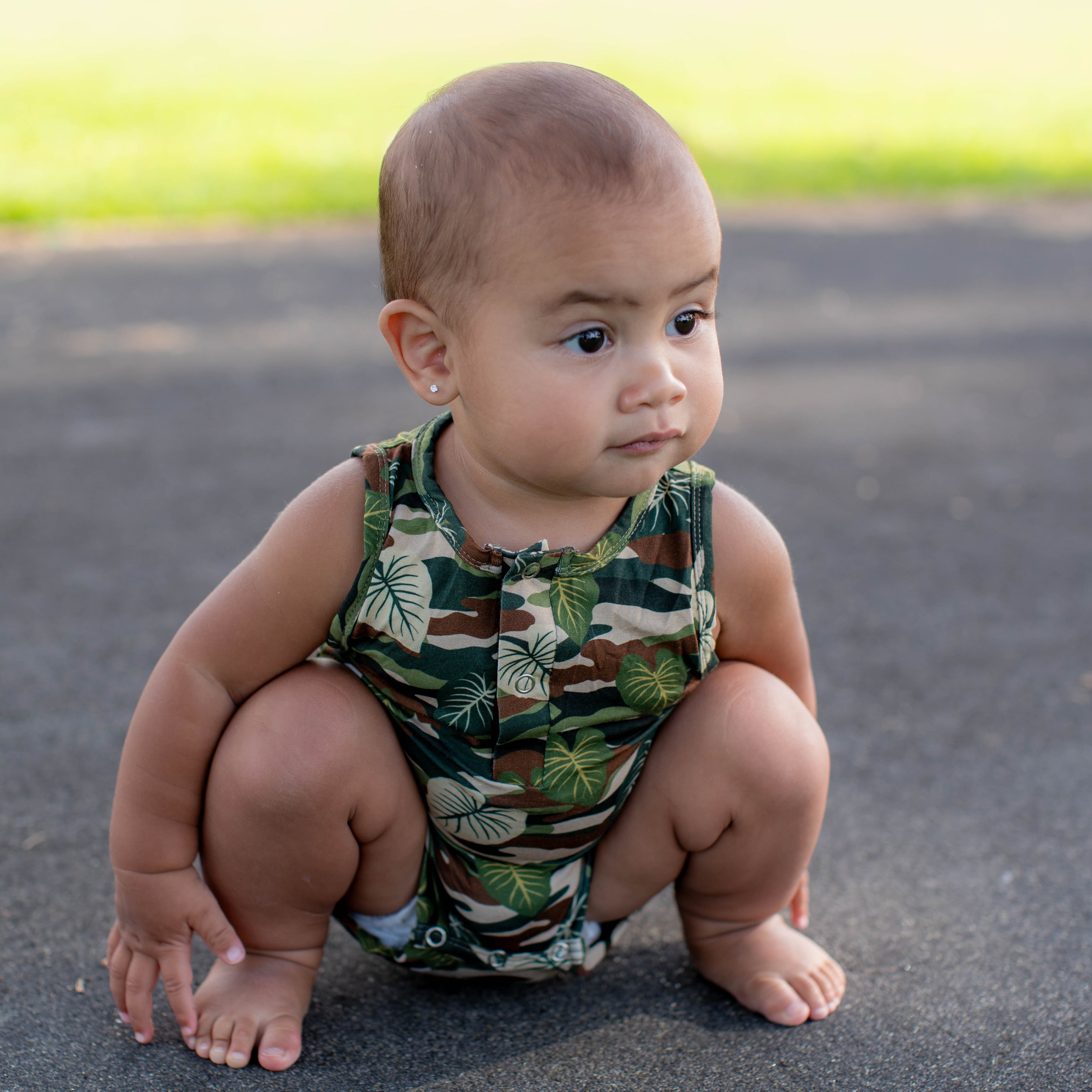 Green Camo Kalo Tank Bamboo Tank Romper