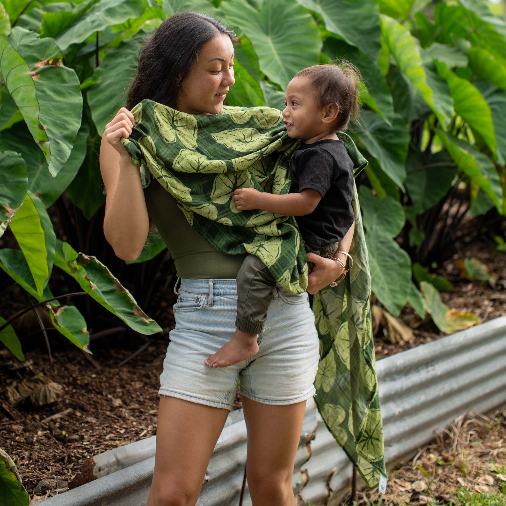 Hawaiian Bamboo Swaddle — Green Palaka Kalo | The Keiki Dept
