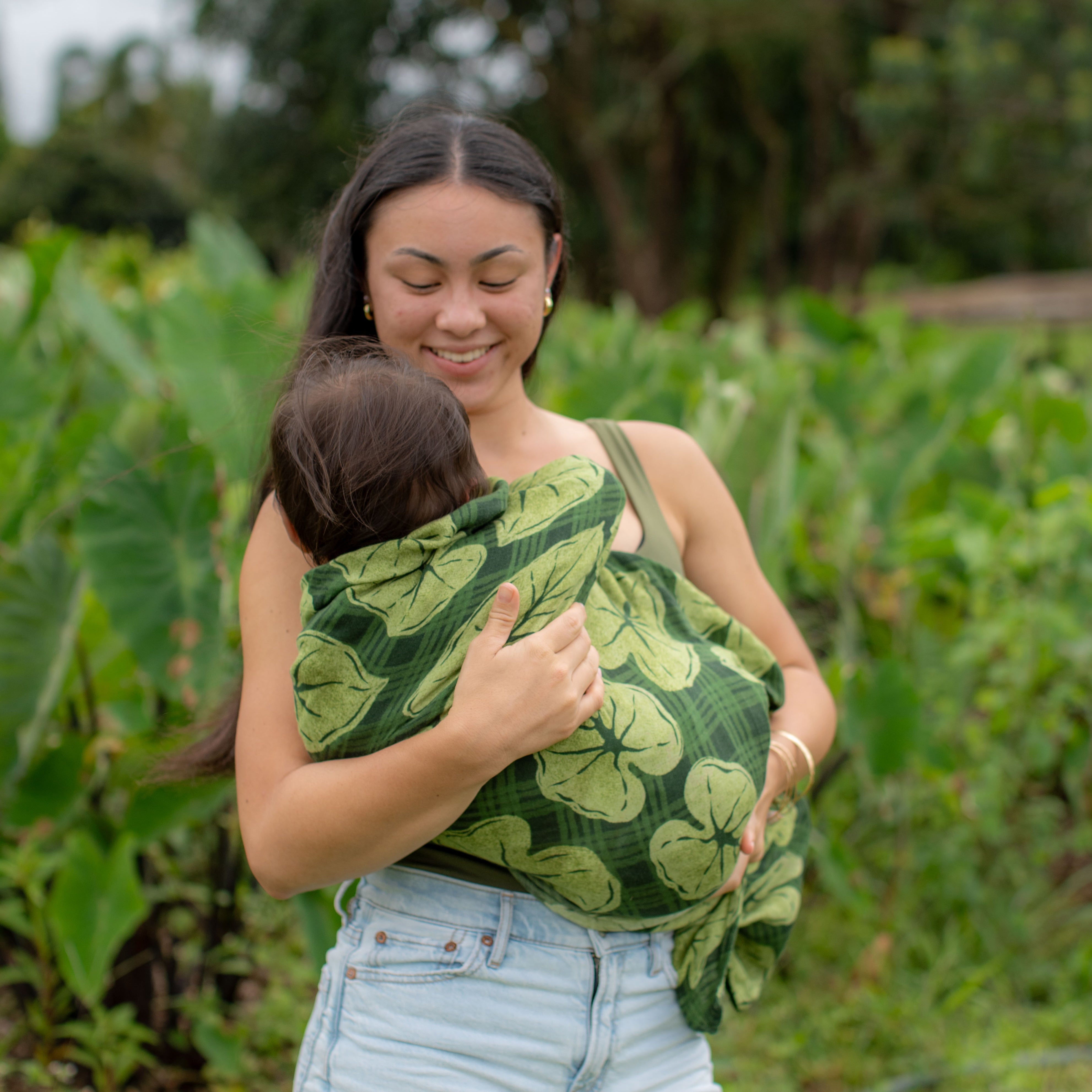 Hawaiian Bamboo Swaddle — Green Palaka Kalo | The Keiki Dept