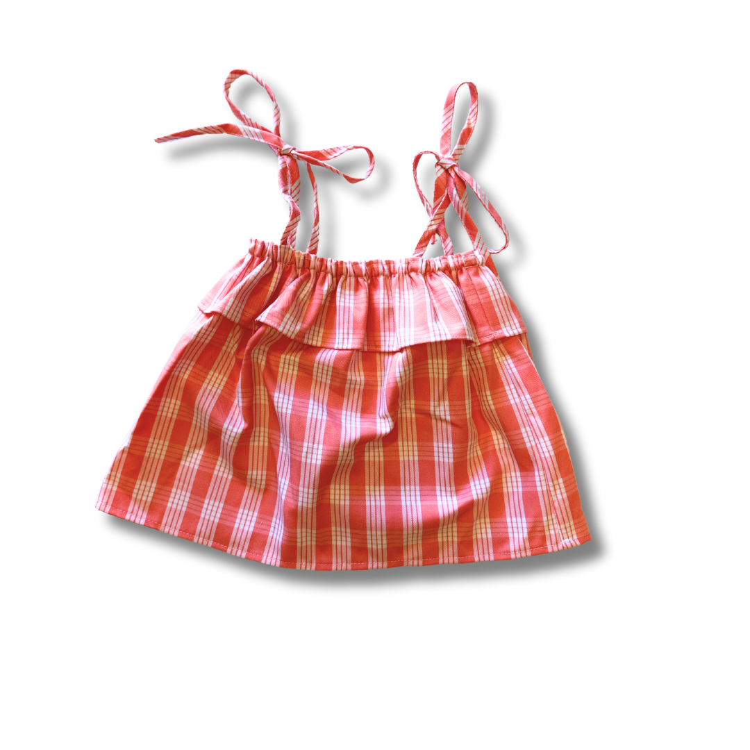 Made in Hawaii Palaka Ruffle Tie Top